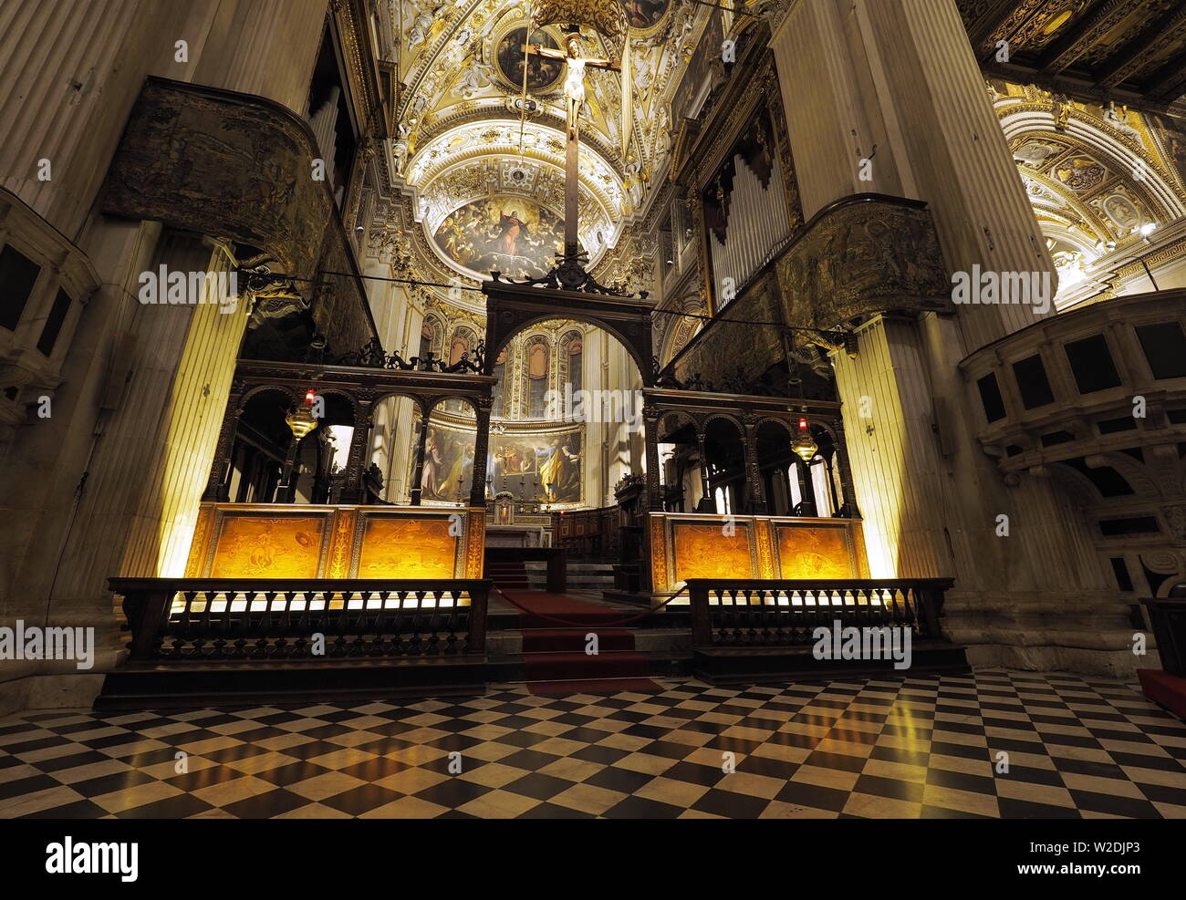 Interior of Basilica di Santa Maria Maggiore. The church is Romanesque ...