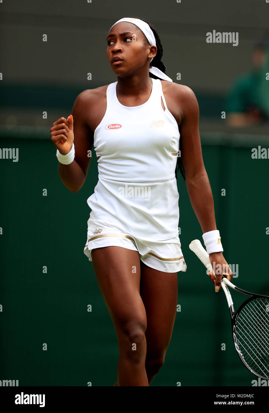 Cori Gauff During Her Match Against Simona Halep Wimbledon Championships At The All England Lawn Tennis And Croquet Club Wimbledon Stock Photo Alamy