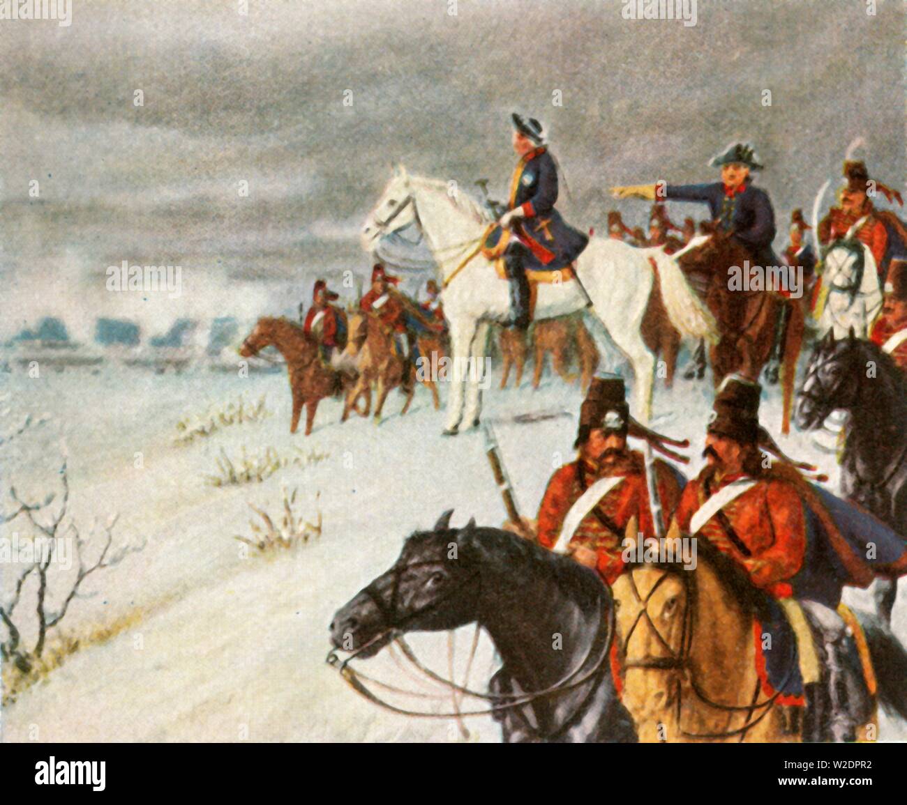 Frederick the Great on the hill at Borna during the Battle of Leuthen, 5 December 1757, (1936). Creator: Unknown. Stock Photo