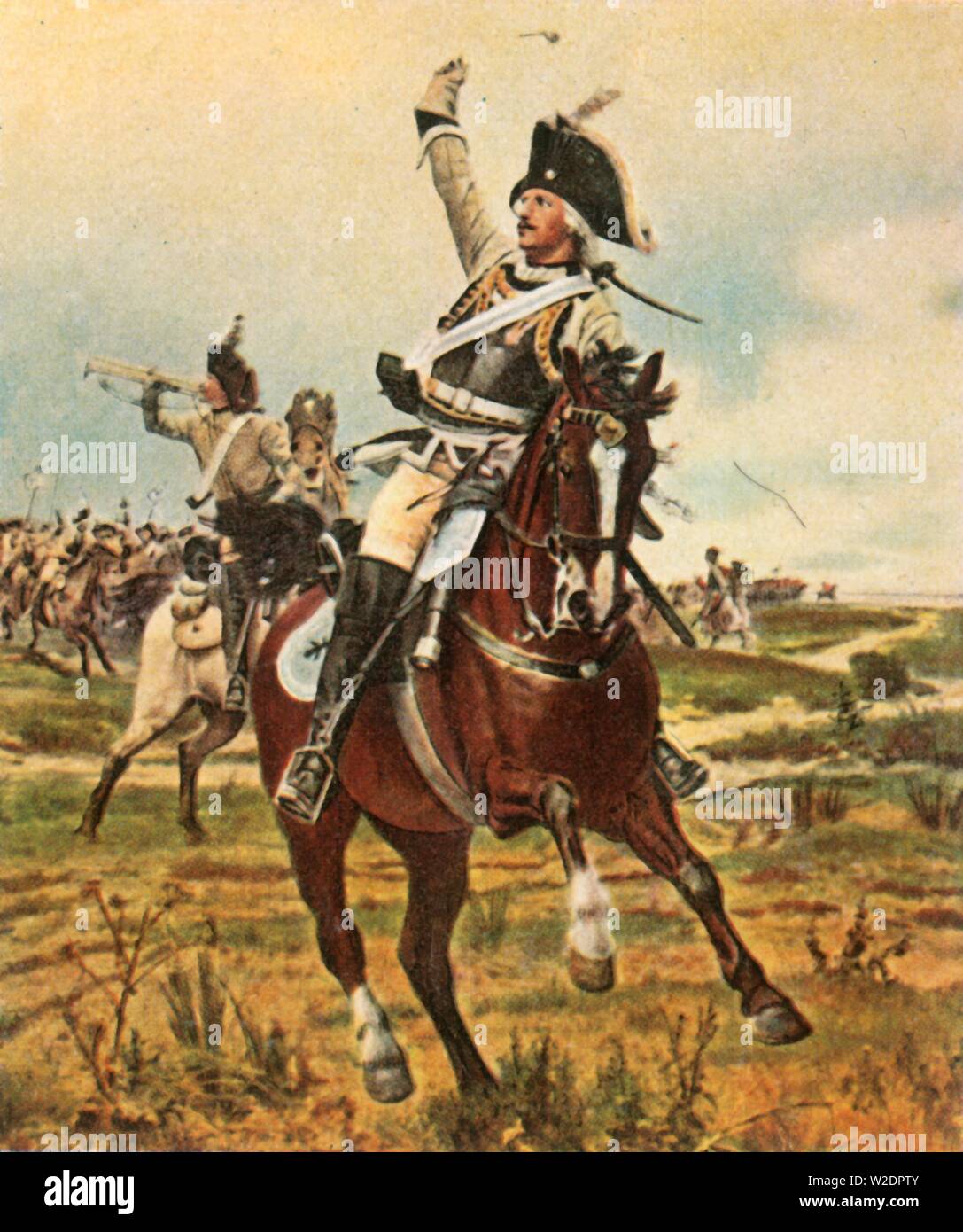 General Seydlitz gives the signal to advance at Rossbach, 5 November 1757, (1936). Creator: Unknown. Stock Photo