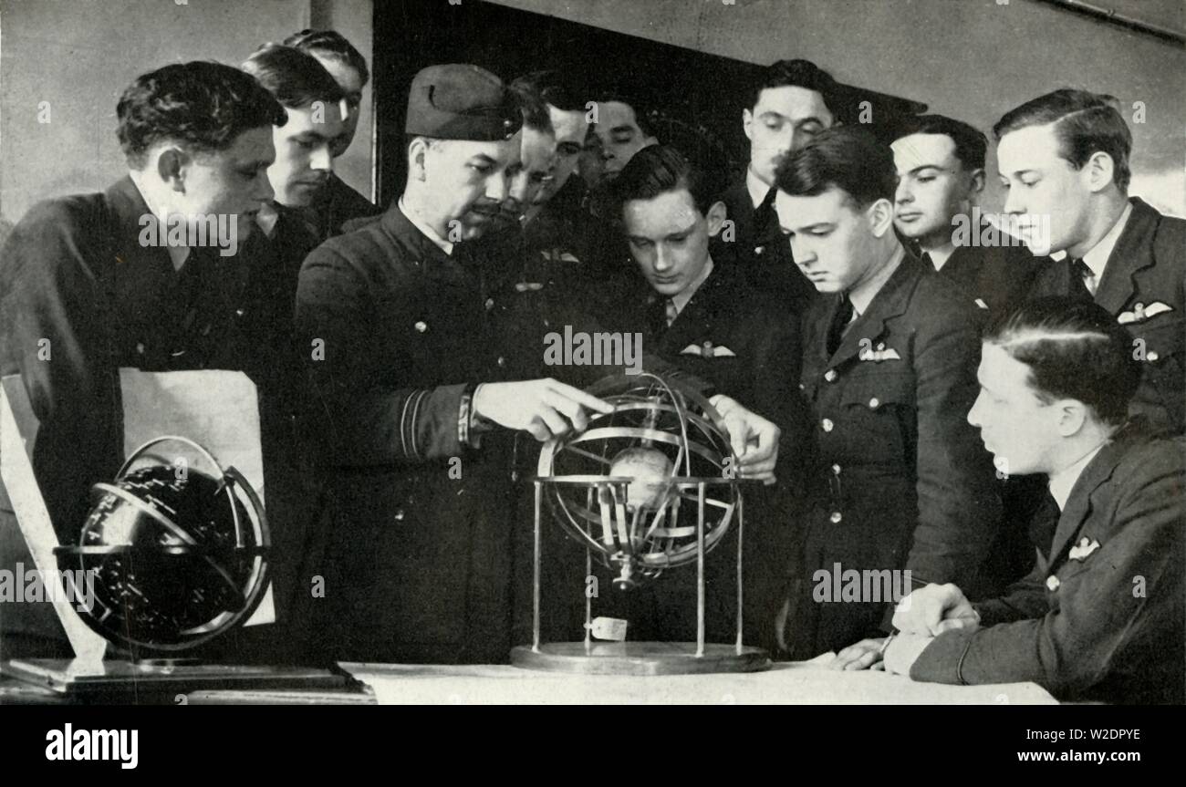 RAF personnel learning navigation during the Second World War, 1941. Creator: Charles Brown. Stock Photo