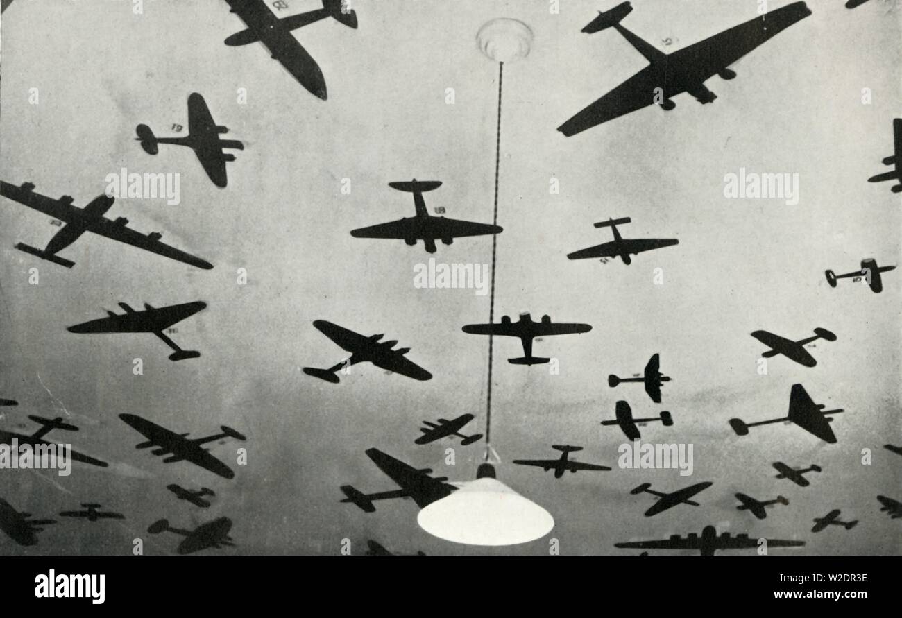 Silhouettes of military aircraft…at an RAF training school during the