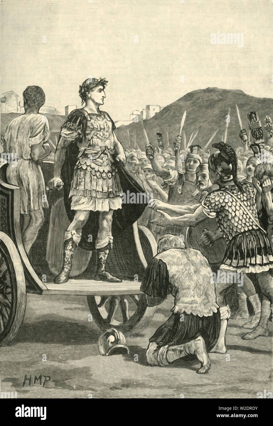 'Caesar Addressing the Malcontent Legions in the Campus Martius', 1890.   Creator: Unknown. Stock Photo