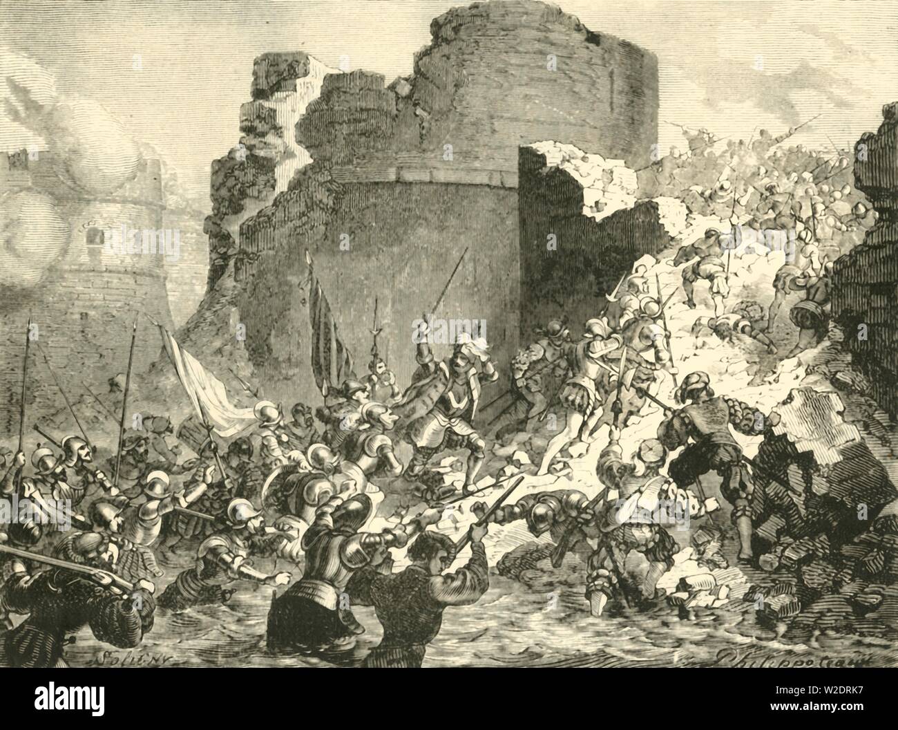 'Capture of Calais by the French Under the Duke of Guise', (1558), 1890.   Creator: Unknown. Stock Photo