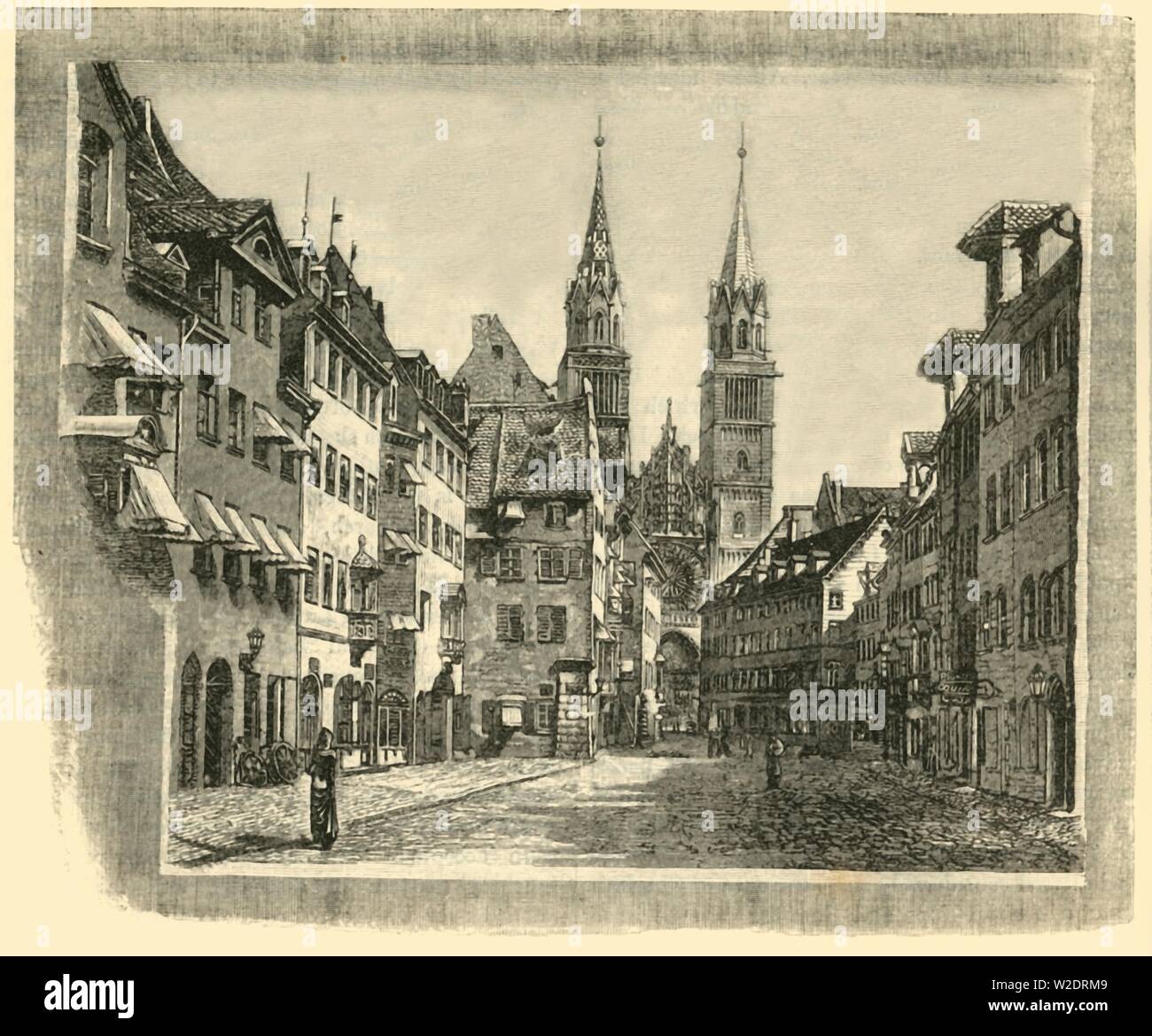 'Karolinen-Strasse and Church of St. Lawrence, Nuremberg', 1890.   Creator: Unknown. Stock Photo