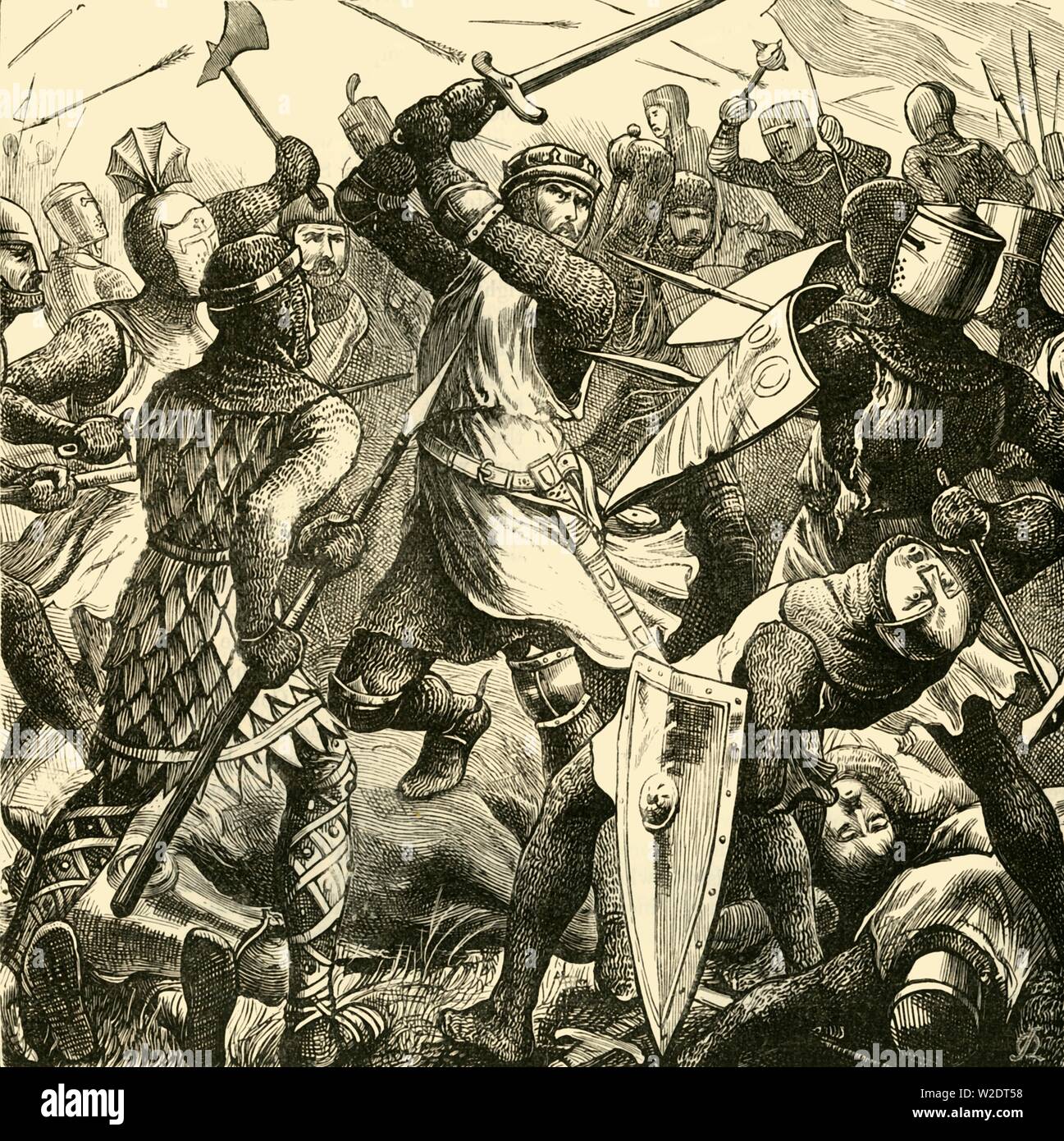 'The Battle of Evesham: De Montfort's Last Stand', (1265), 1890.   Creator: Unknown. Stock Photo
