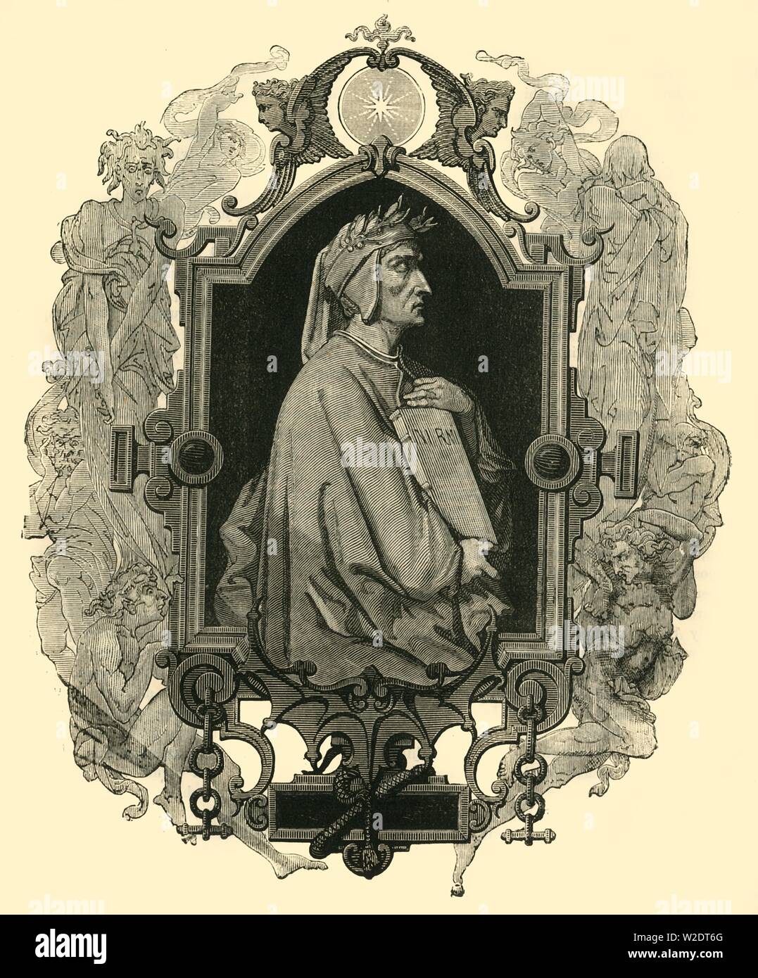 'Dante Alighieri', ( c1265 -1321), 1890.   Creator: Unknown. Stock Photo