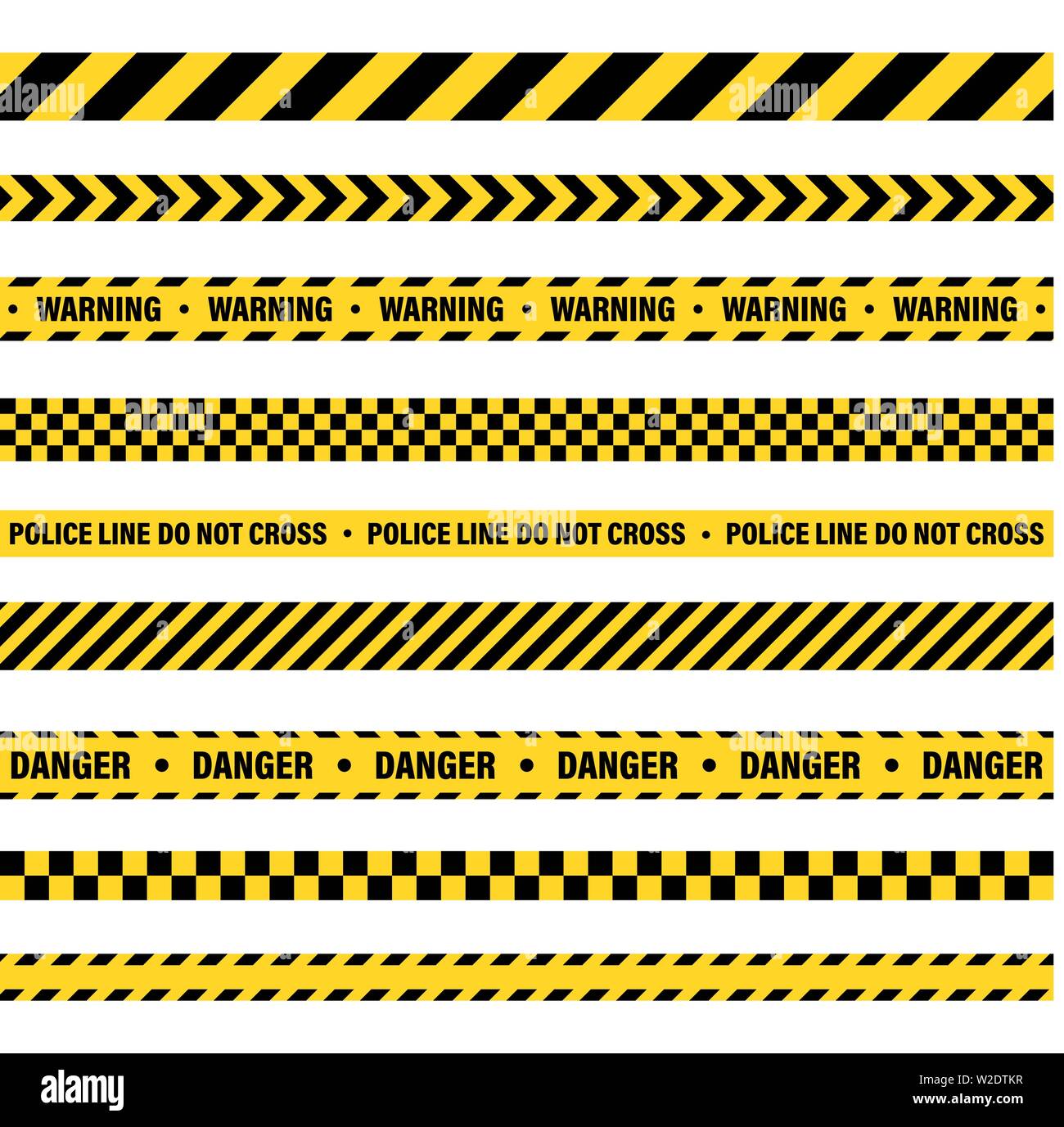 Yellow And Black Barricade Construction Tape. Police Warning Line. Brightly Colored Danger or