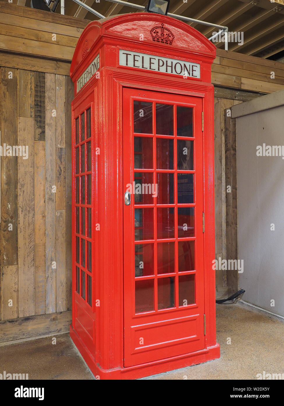 LONDON, UK - CIRCA JUNE 2019: Traditional red telephone box designed by ...