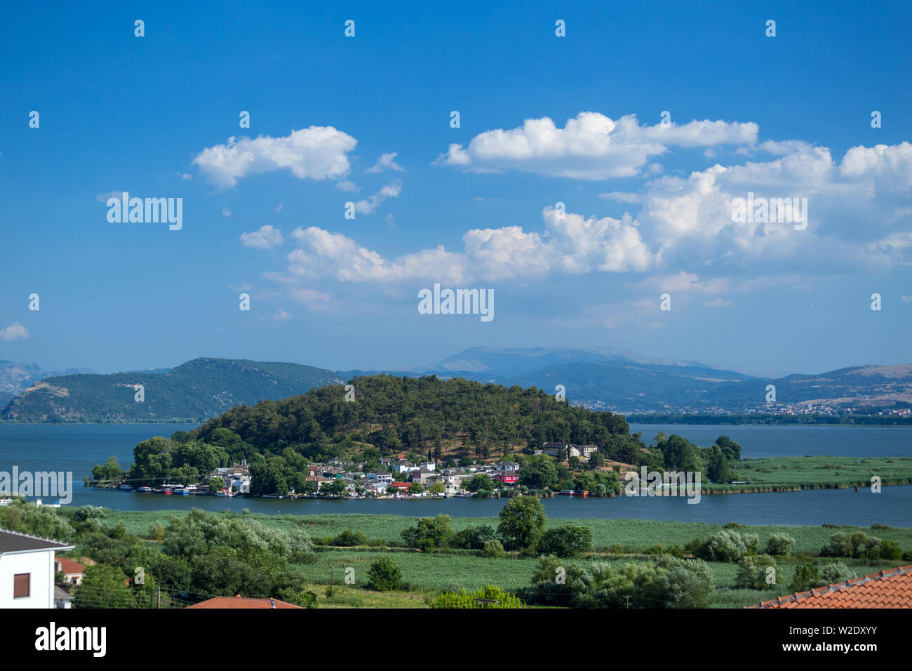 Ioannina or Giannena city greece in summer season by the lake Stock Photo