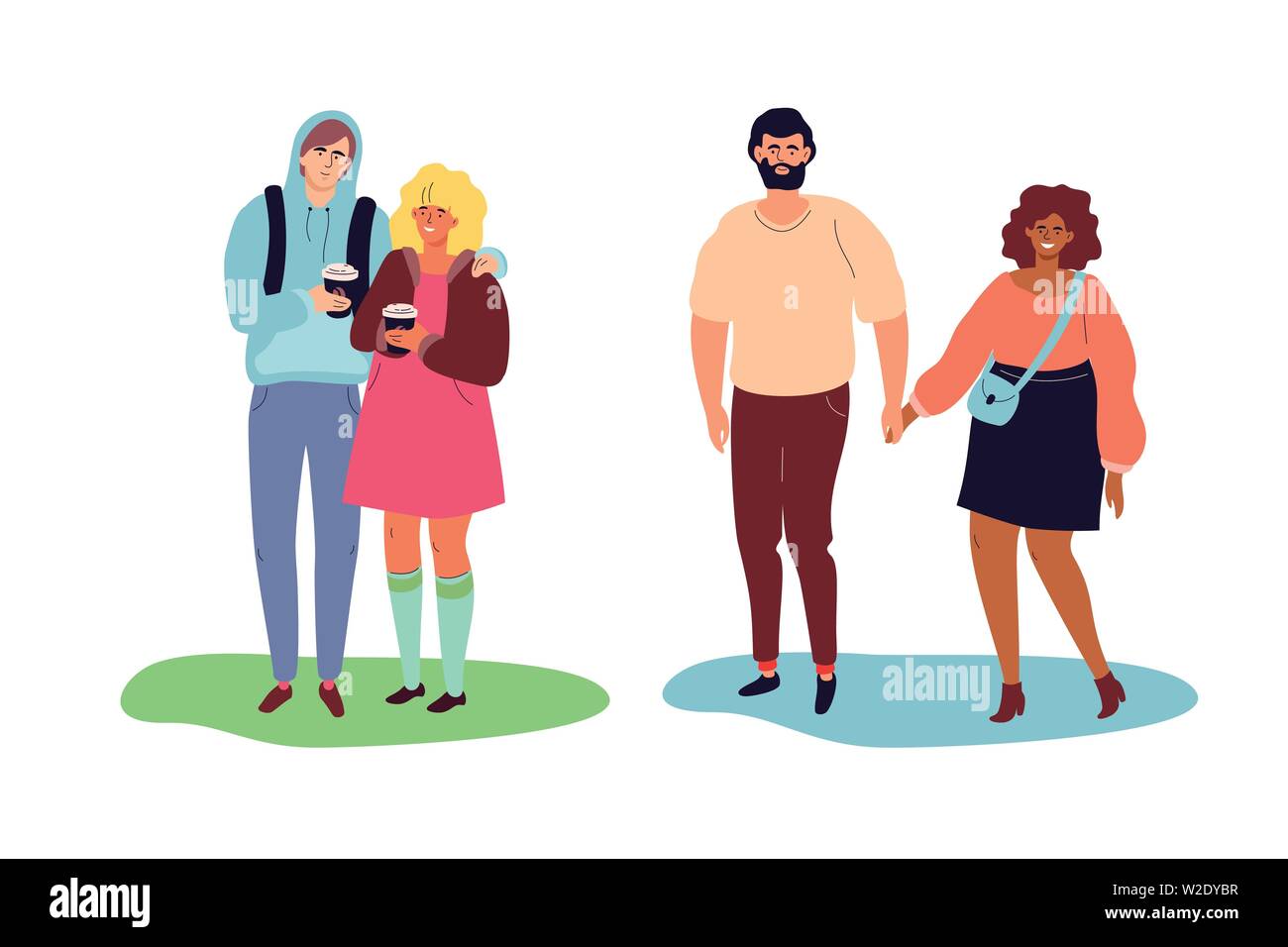 Happy couples - colorful flat design style characters Stock Vector ...