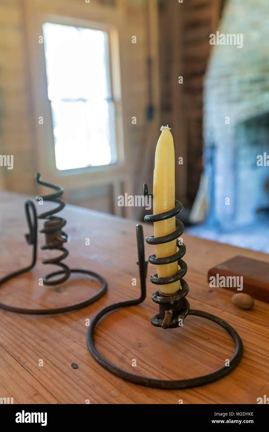Thibodaux, Louisiana - A courting candle at the E.D. White Historic Site. The site was the home of Edward Douglas White, who was governor of Louisiana Stock Photo