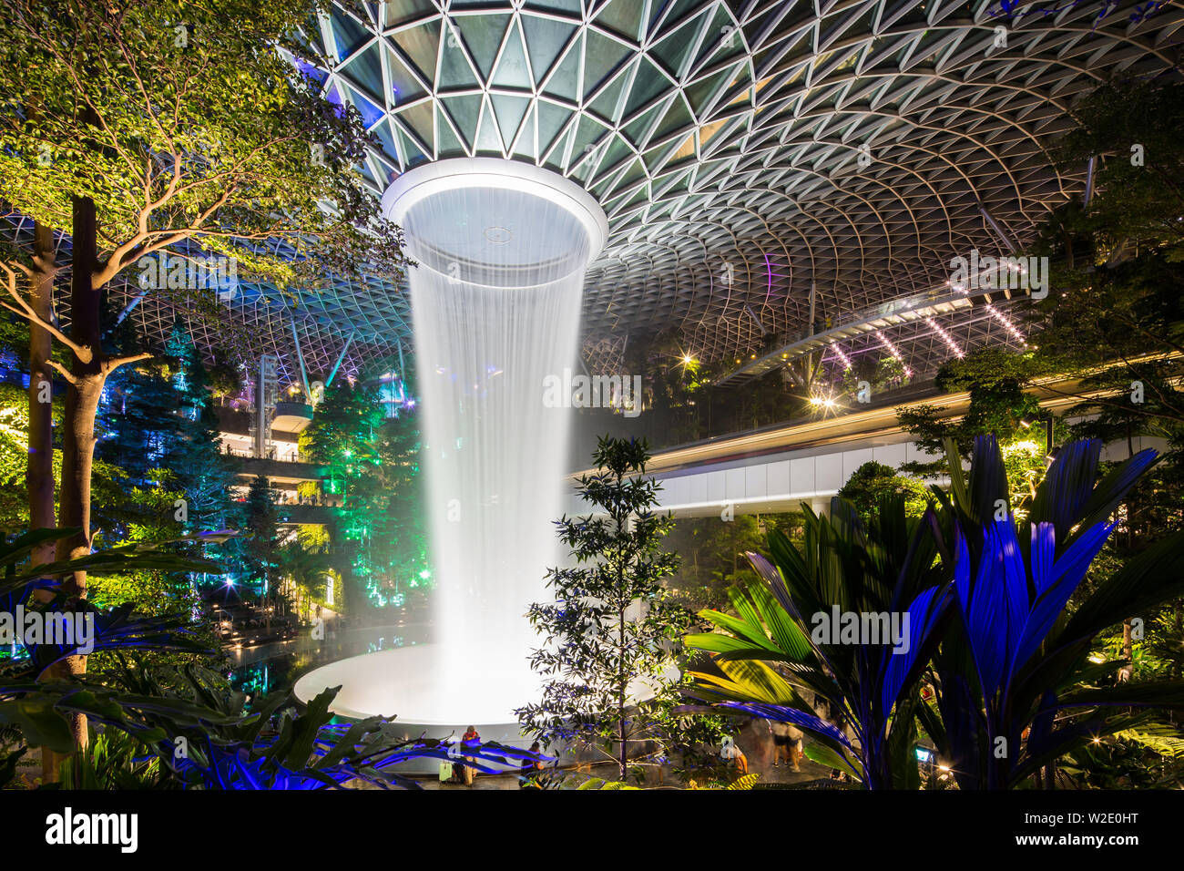 Night view lighting display in Jewel Changi Airport , Singapore Stock Photo