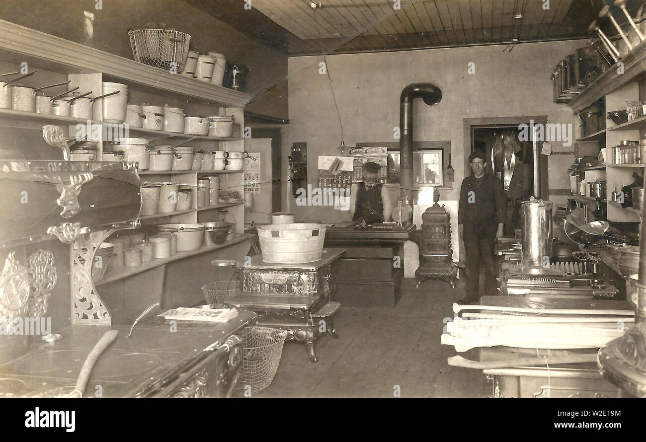 interior of a store selling kitchen equipment including pots, pans