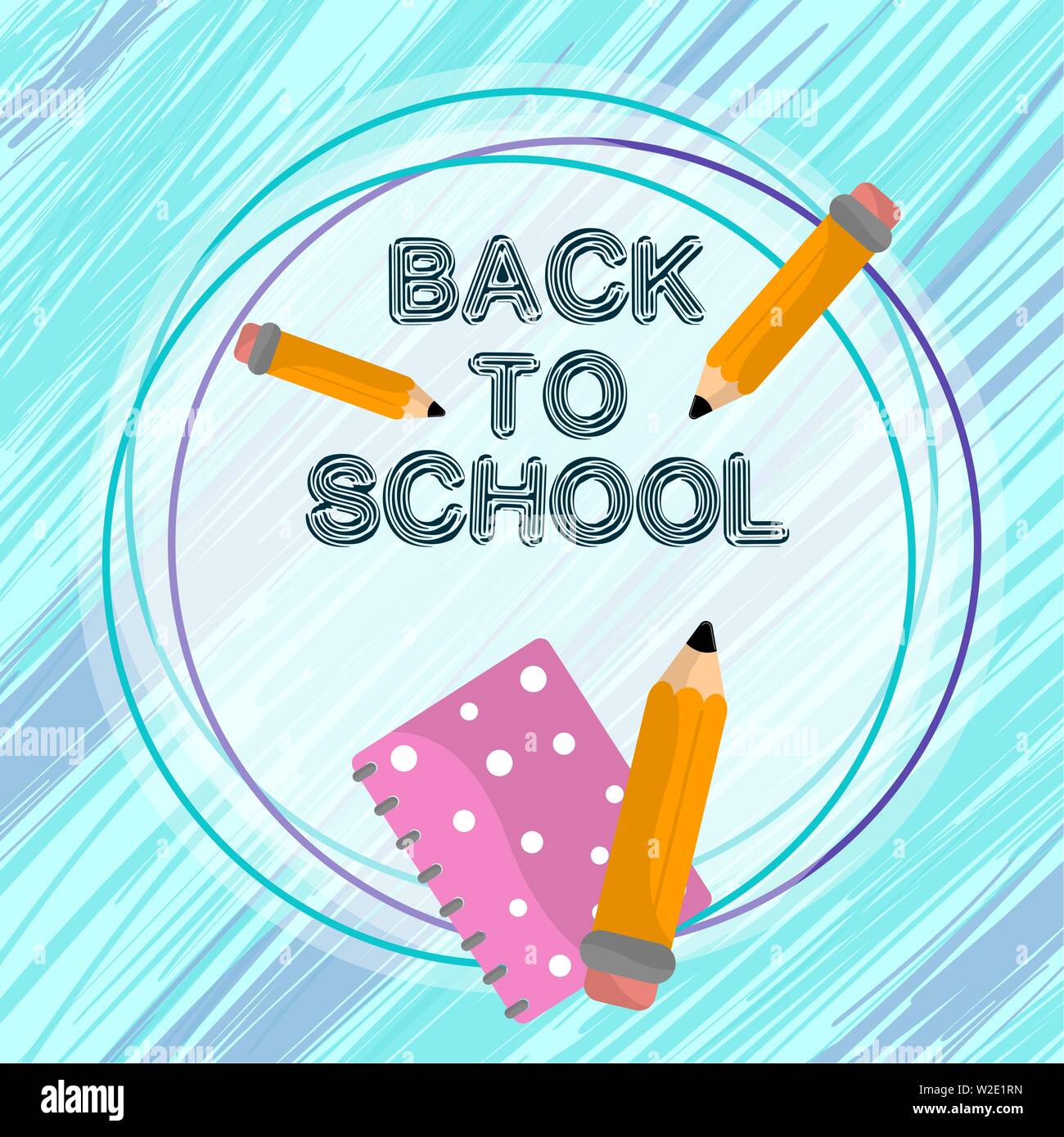 Back to school image with text on a blue watercolor background- Vector Stock Vector