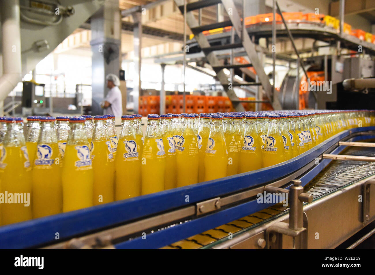 Beijing, China. 21st June, 2019. Photo taken on June 21, 2019 shows the  Arctic Ocean soft drink production line in Daxing District of Beijing,  capital of China. With an iconic polar bear