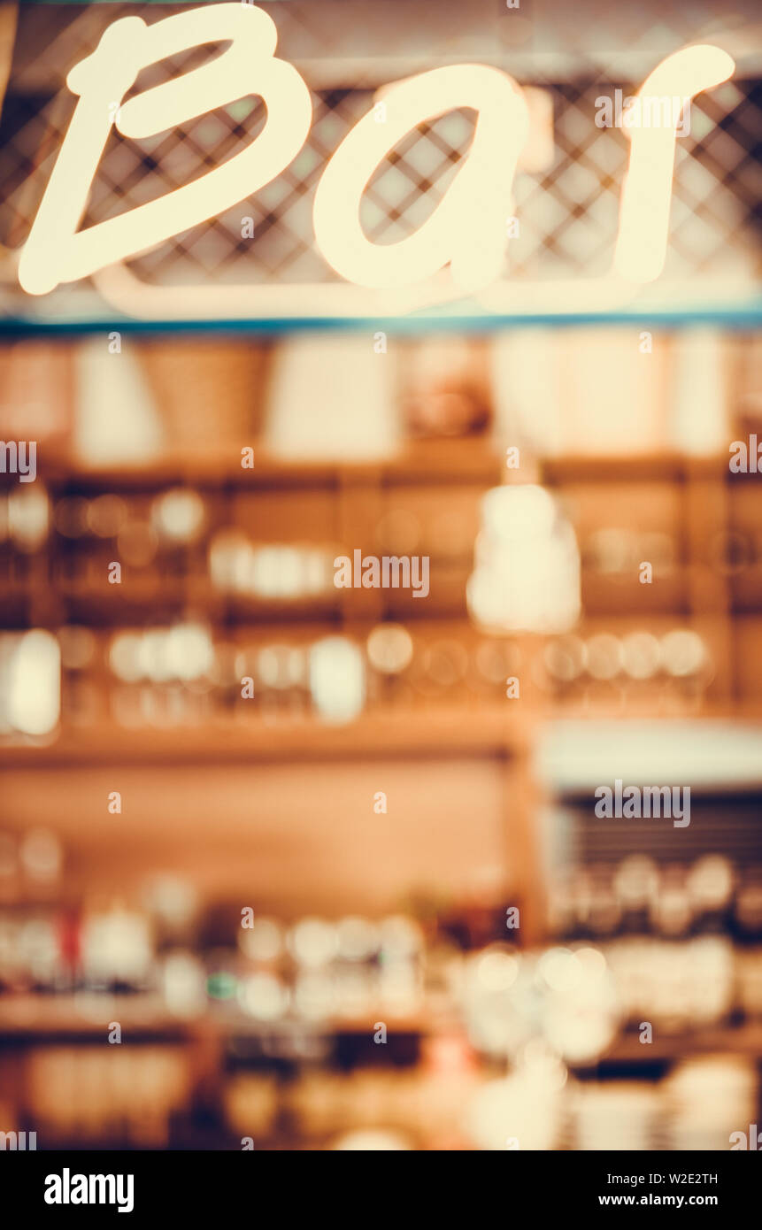 Blurred background with restaurant blur interior Stock Photo