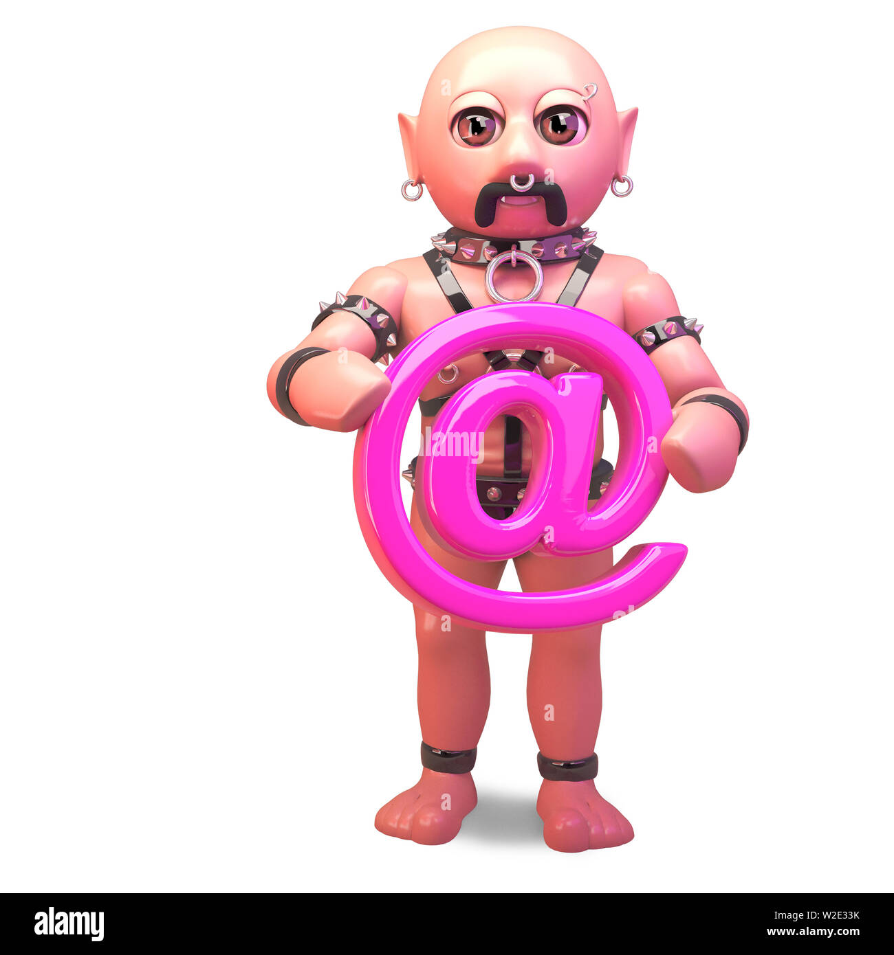 Fetish gay man in bondage outfit holding an email symbol, 3d illustration  render Stock Photo - Alamy