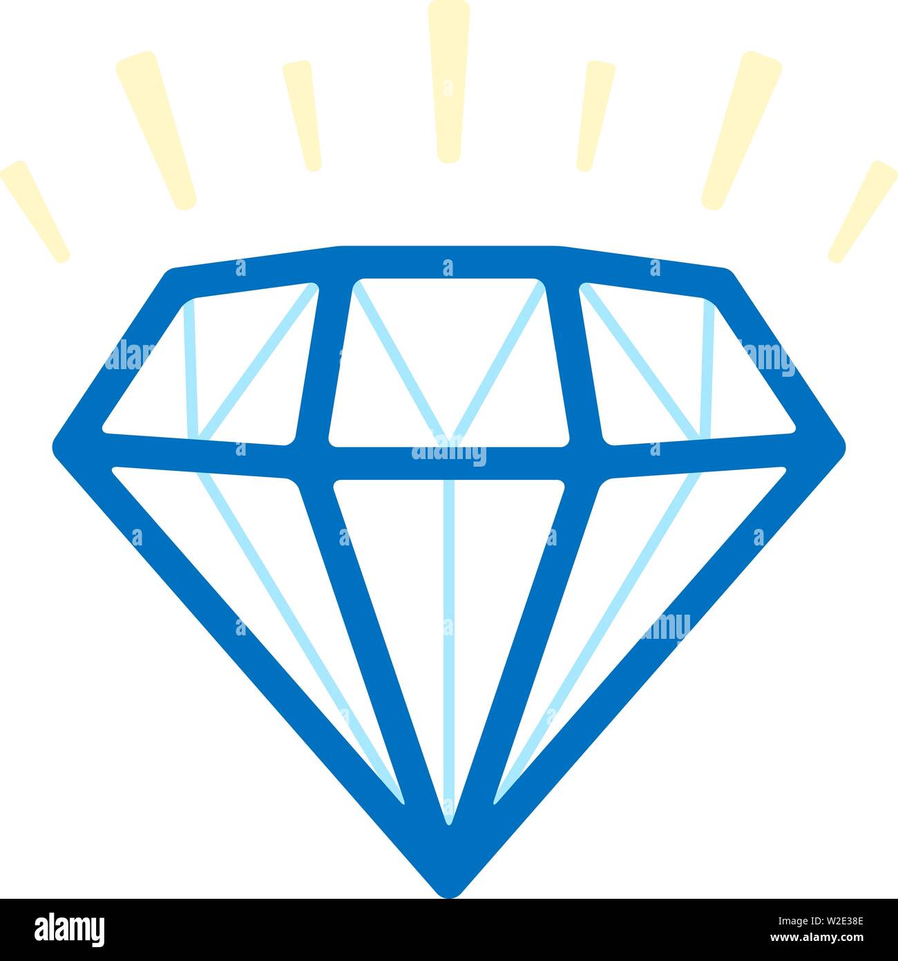 Vector illustration. Simple diamond gem icon in blue tones. Flat and clean. Stock Vector