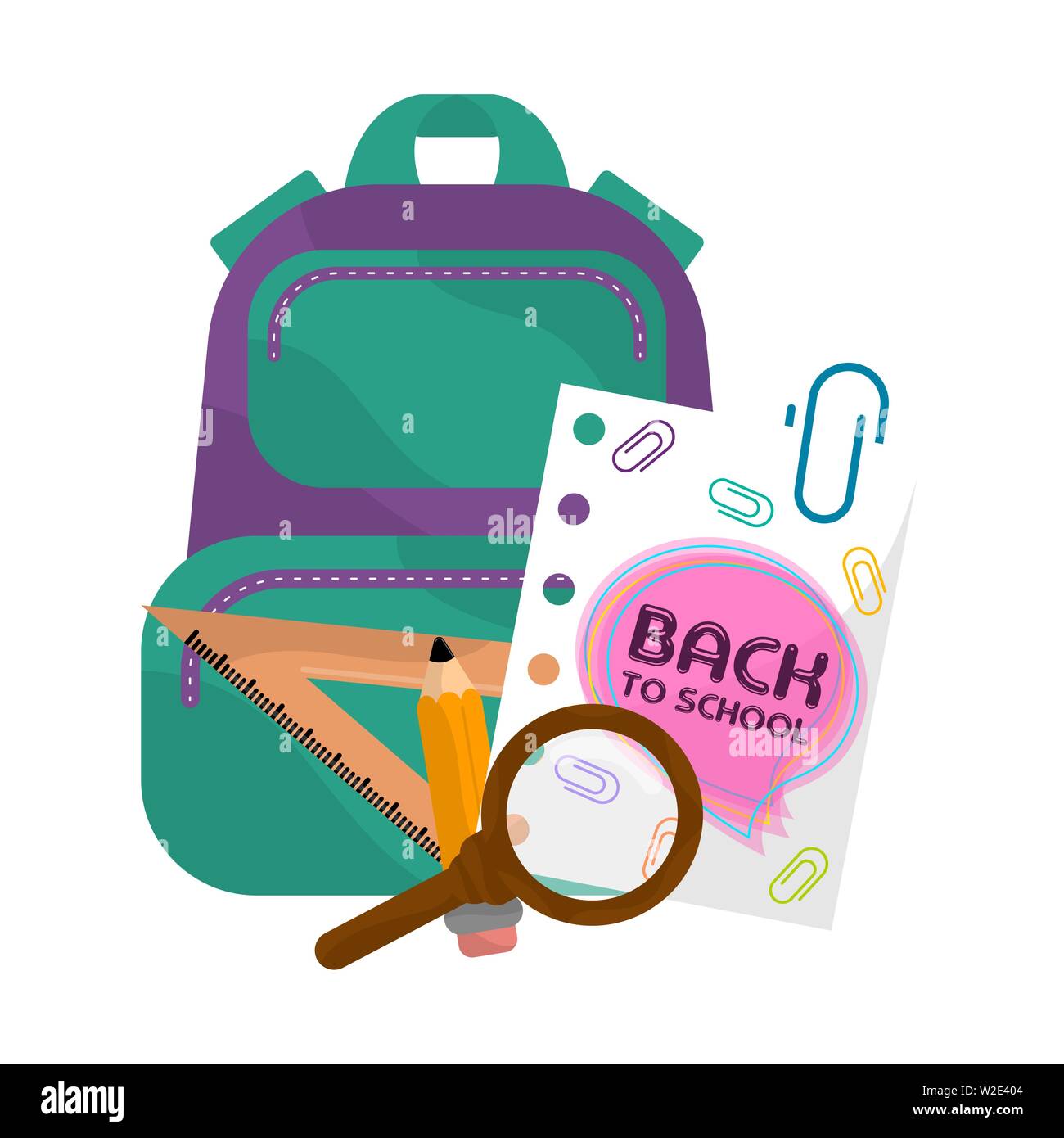 Back to school image with text and school objects - Vector Stock Vector ...