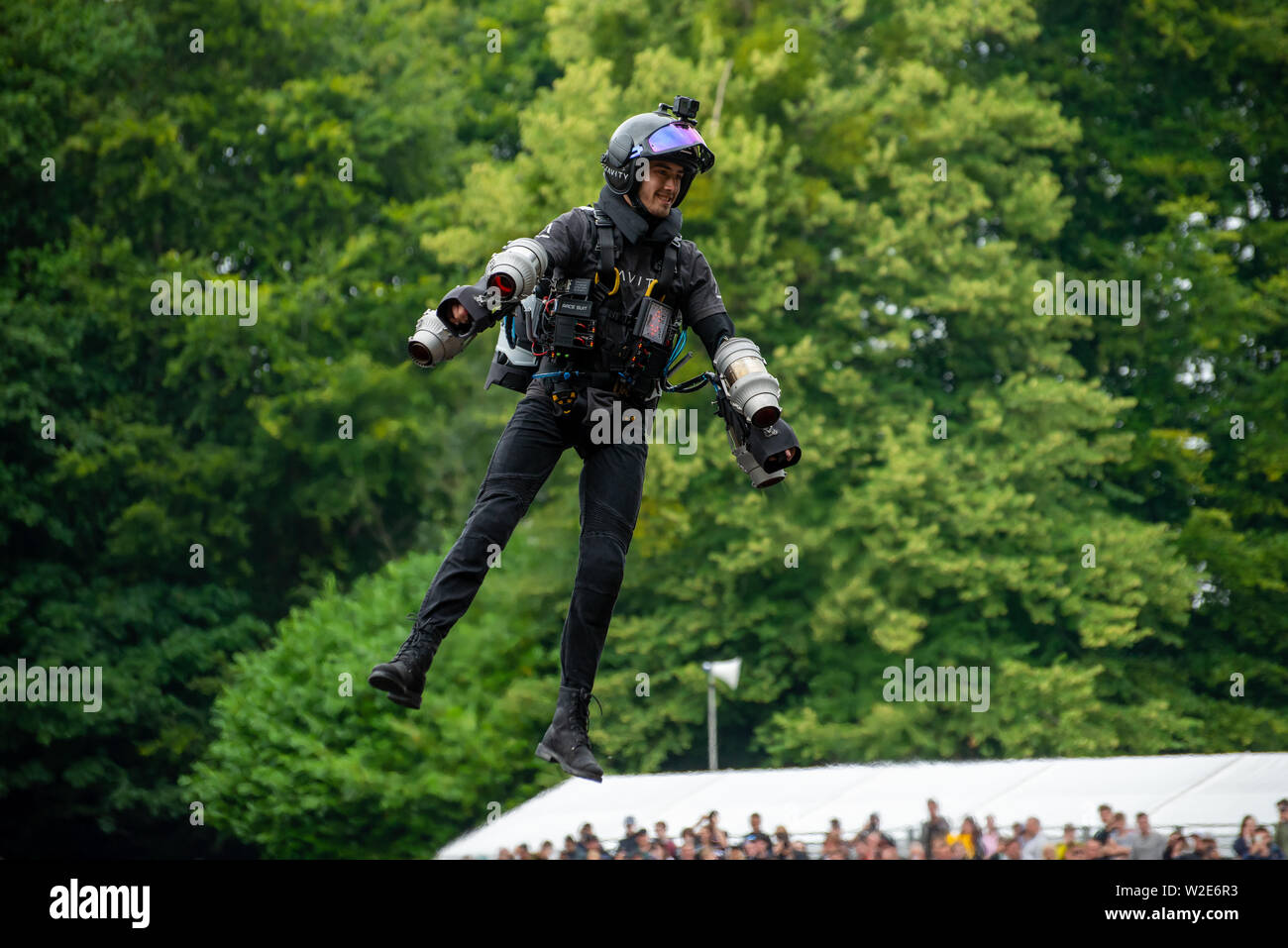 The Gravity Rocket Man Using a Jetpack at Goodwood Festival of Speed 2019, Chichester, West Sussex, England, UK Stock Photo