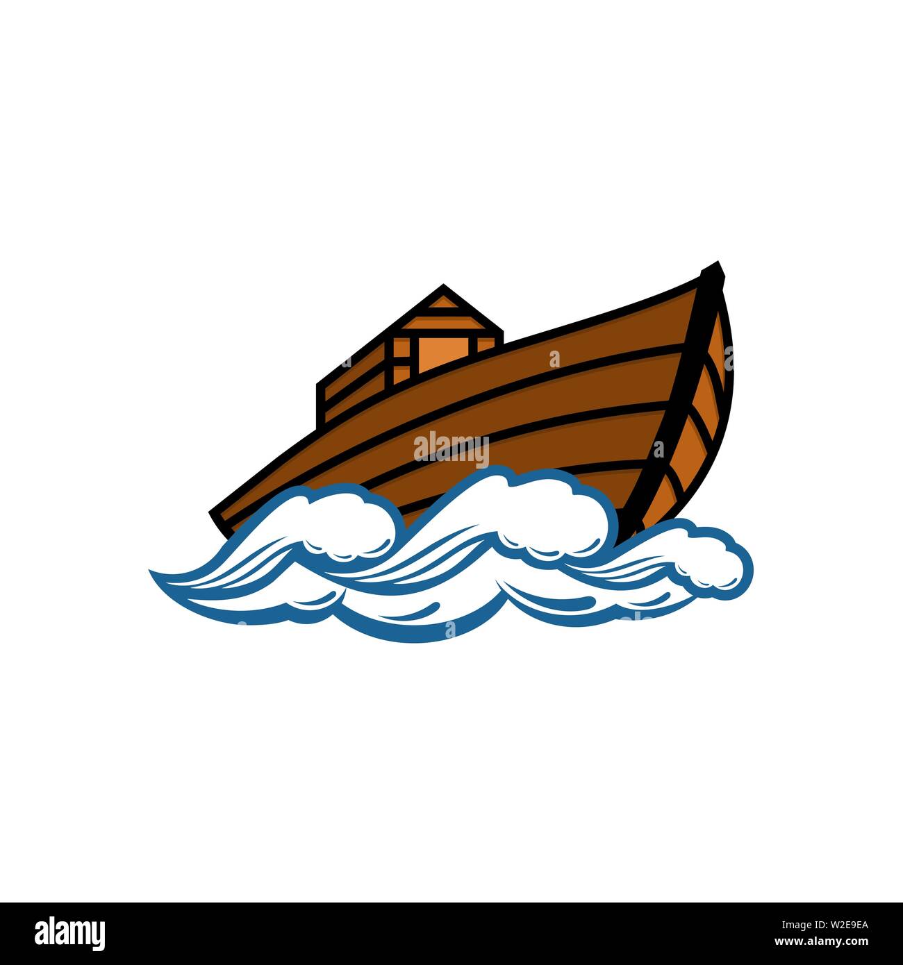 Logo of Noah's Ark. Dove with a branch of olive. Ship to rescue animals