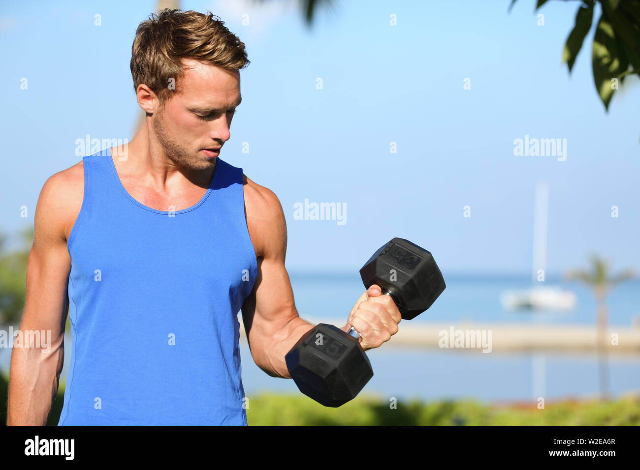 Man dumbbells curl hires stock photography and images Alamy