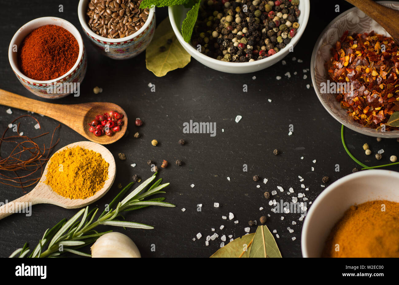 Colored spices and herbs Stock Photo