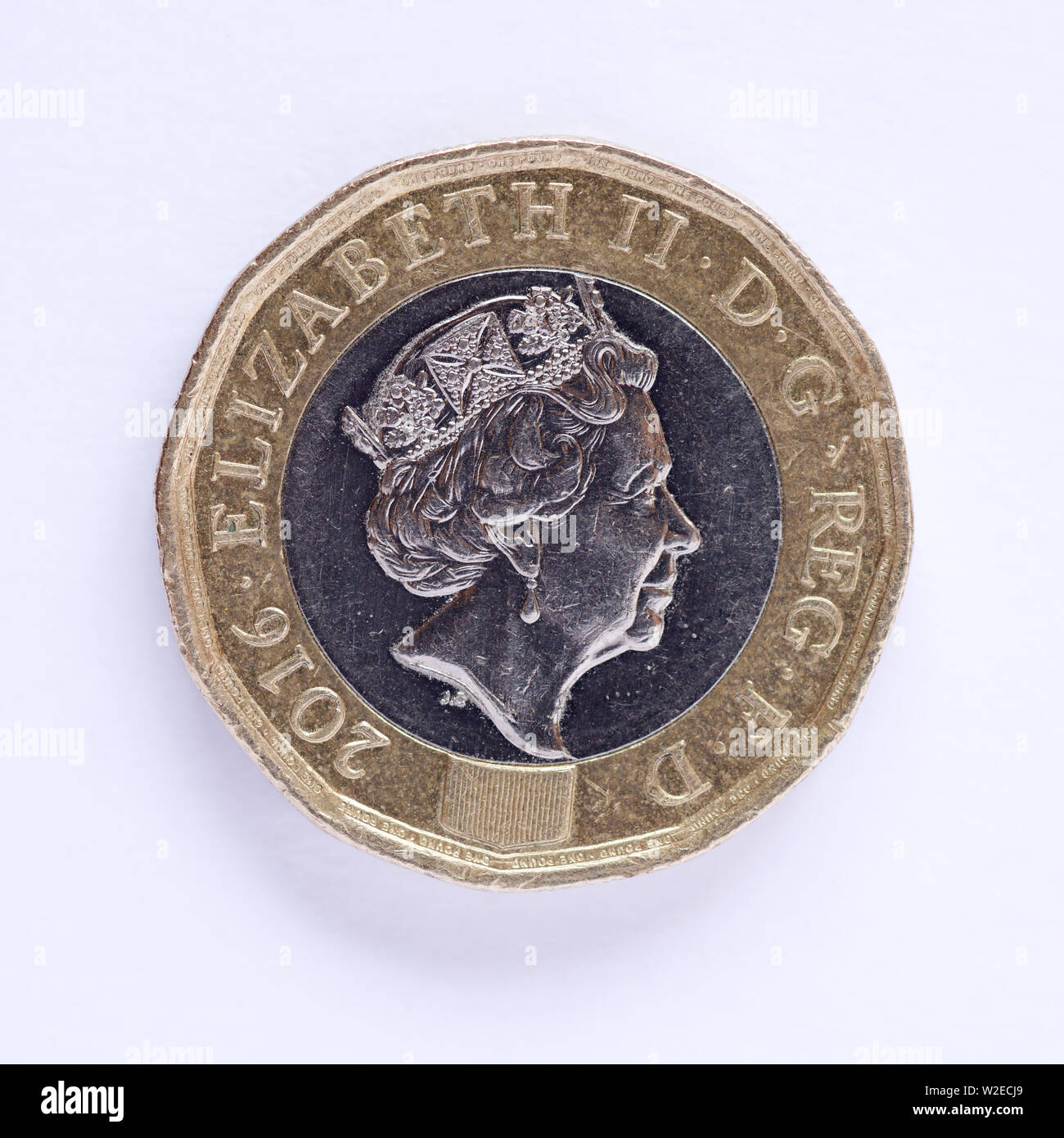 British One Pound Coin - 2016 Stock Photo