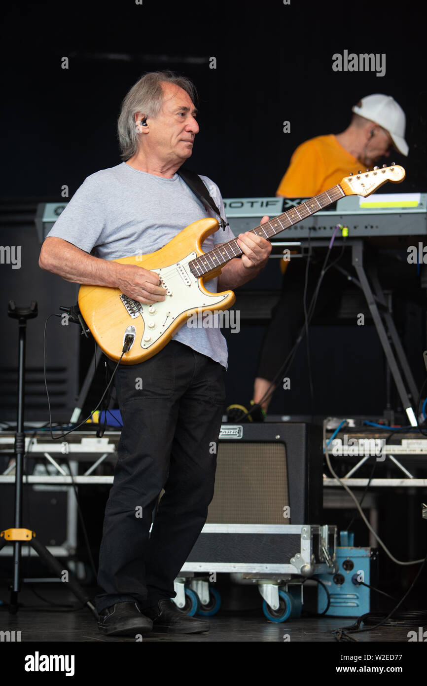 Trevor Horn and his band play the 2019 Cornbury Festival, Great Tew, Oxfordshire Stock Photo