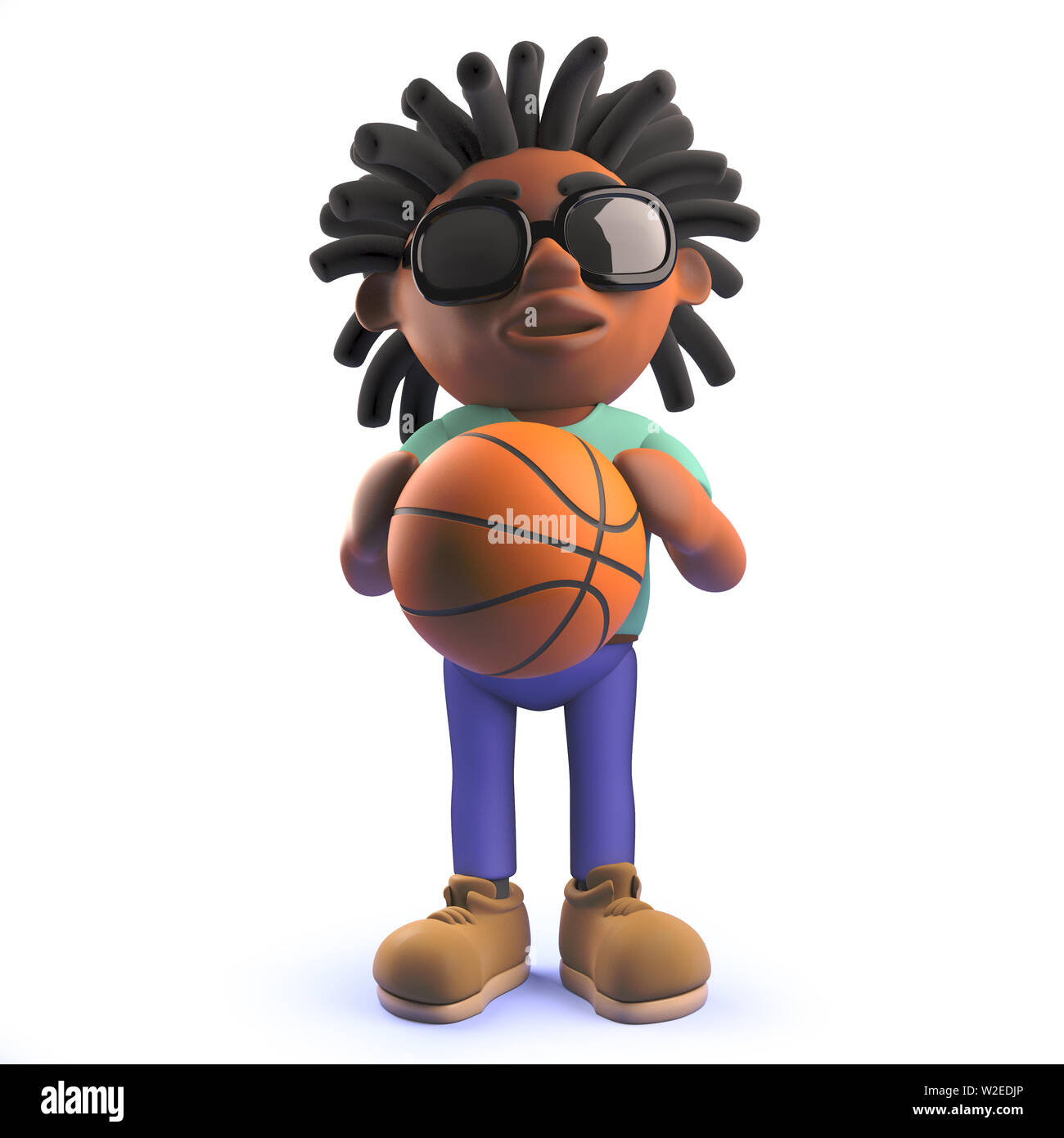3d rendered image of a cartoon black African male character in 3d holding a  basketball Stock Photo - Alamy