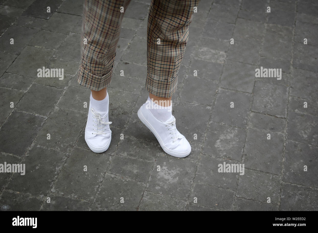 white sneakers white socks