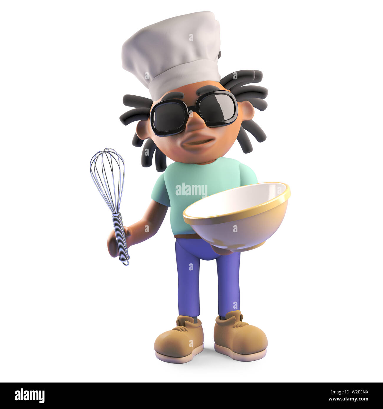 Cool Rasta Dreadlocks Man With Chef Hat And Mixing Bowl 3d Illustration Render Stock Photo Alamy