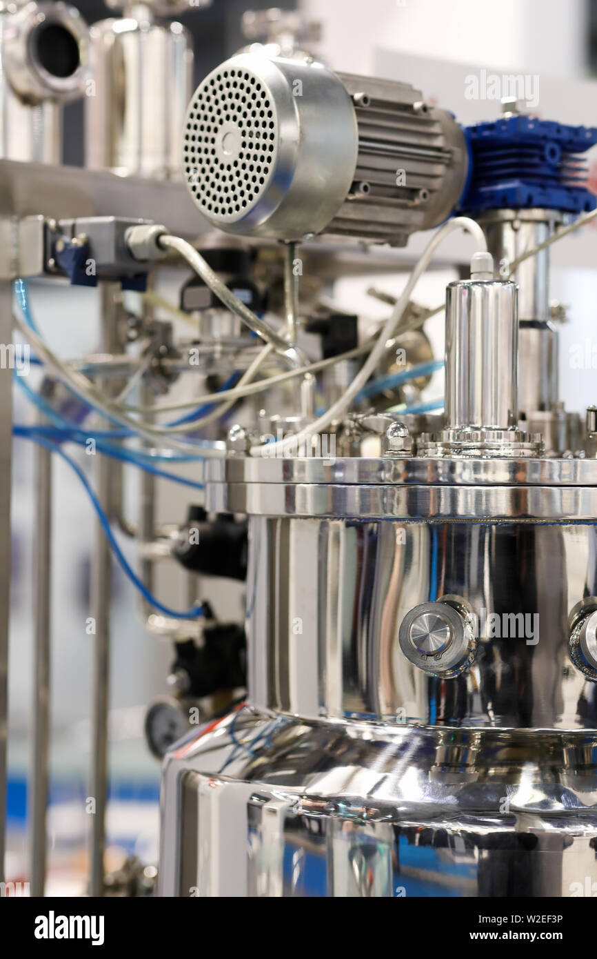 stainless steel chemical reactor with a rotation mechanism Stock Photo ...