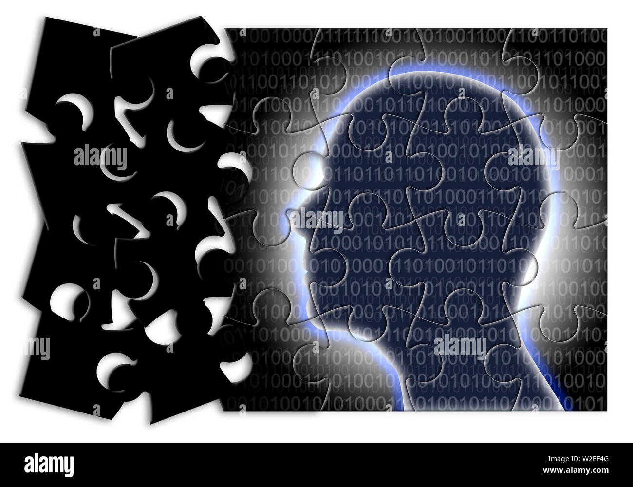 Futurustic artificial intelligence - concept image in jigsaw puzzle shape Stock Photo