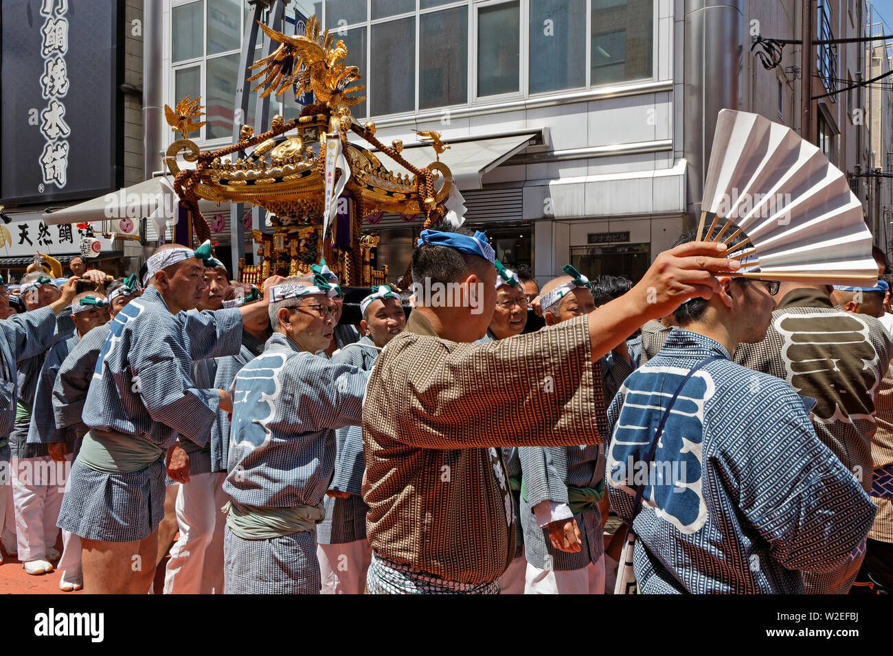 TOKYO, JAPAN, May 19, 2019 : Sanja Matsuri is one of the great Shinto festivals of Tokyo and is held in May, in Asakusa district, around Senso-ji temp Stock Photo