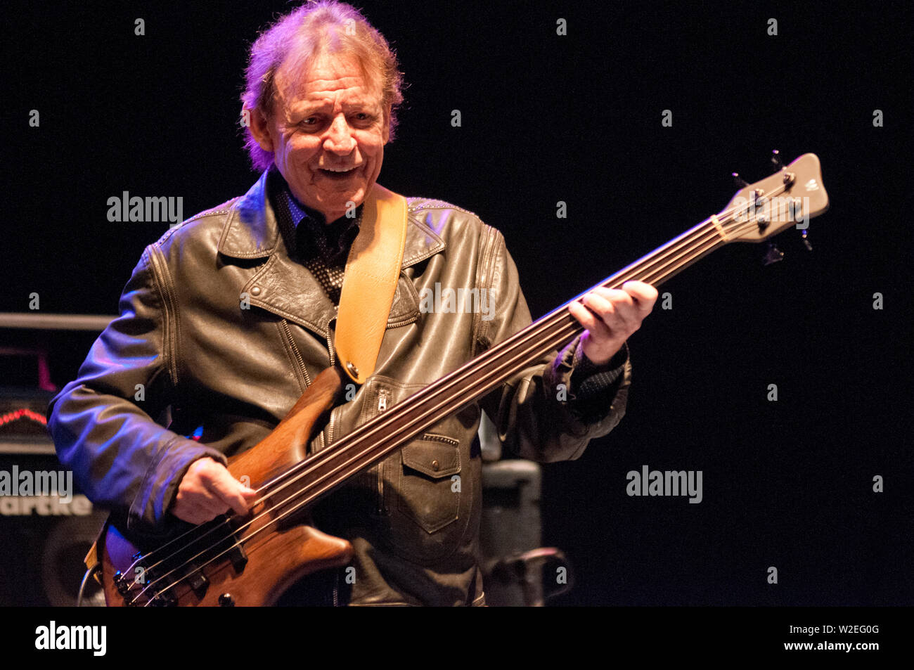 Legendary bass player Jack Bruce (1943-2014), playing live in 2012 Stock Photo