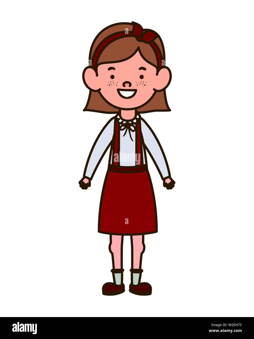 student girl standing smiling on white background Stock Vector Image ...