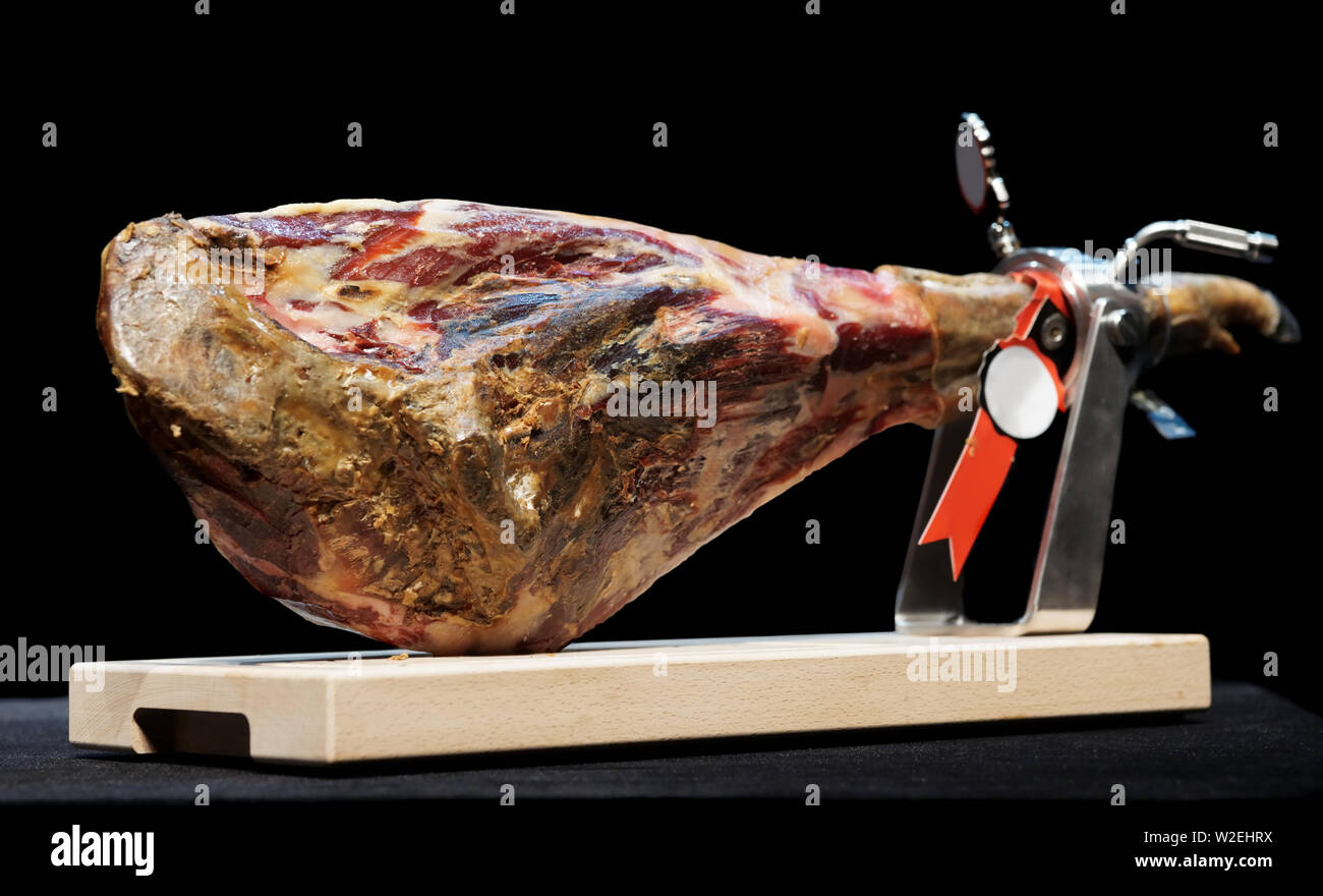 Top quality spanish jamon iberico (ripened ham) on hamonera Stock Photo -  Alamy