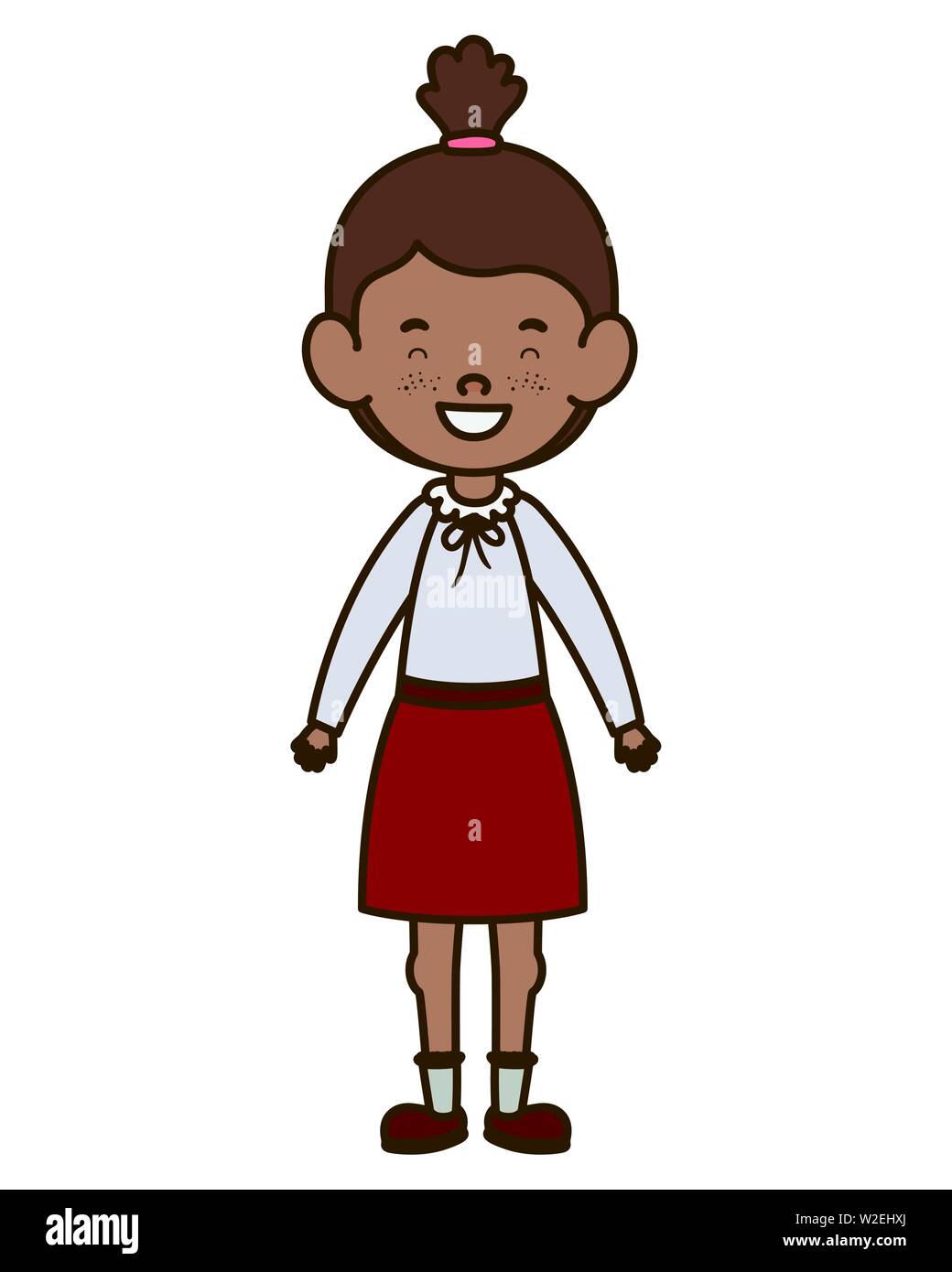 student girl standing smiling on white background Stock Vector Image ...