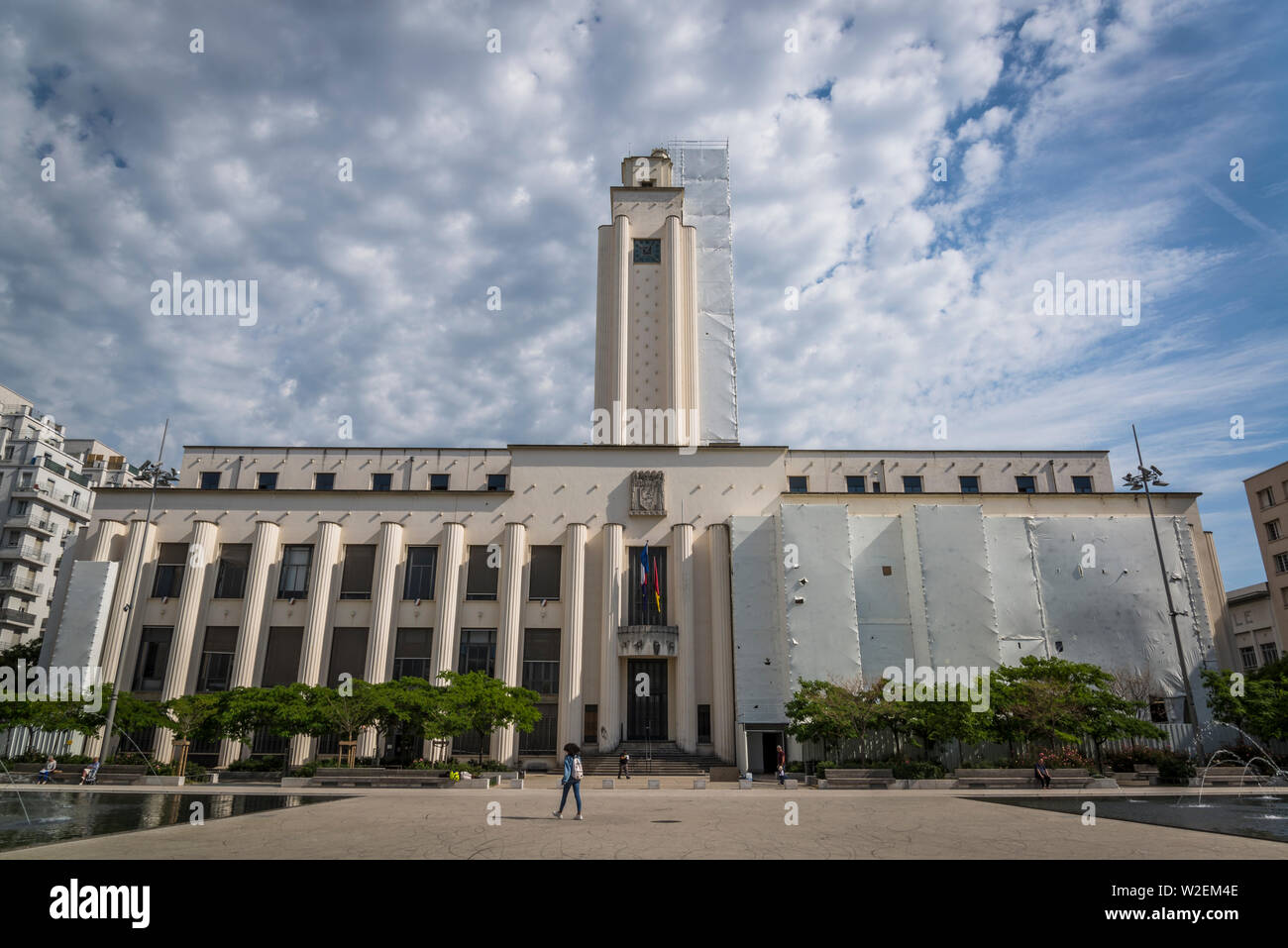 The City Hall at the Place Lazare Goujon, Villeurbanne, Lyon, France Stock Photo