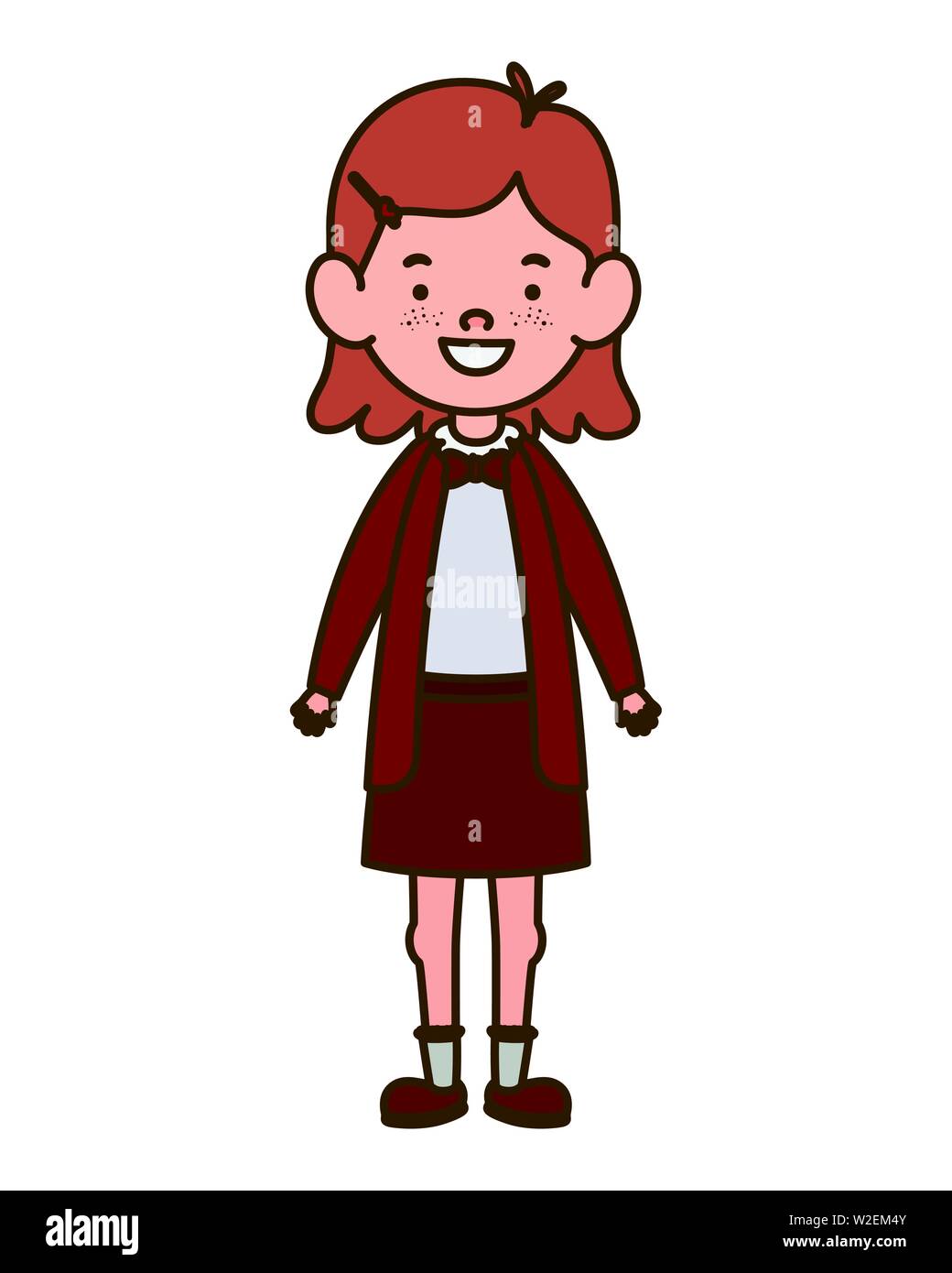 student girl standing smiling on white background Stock Vector Image ...