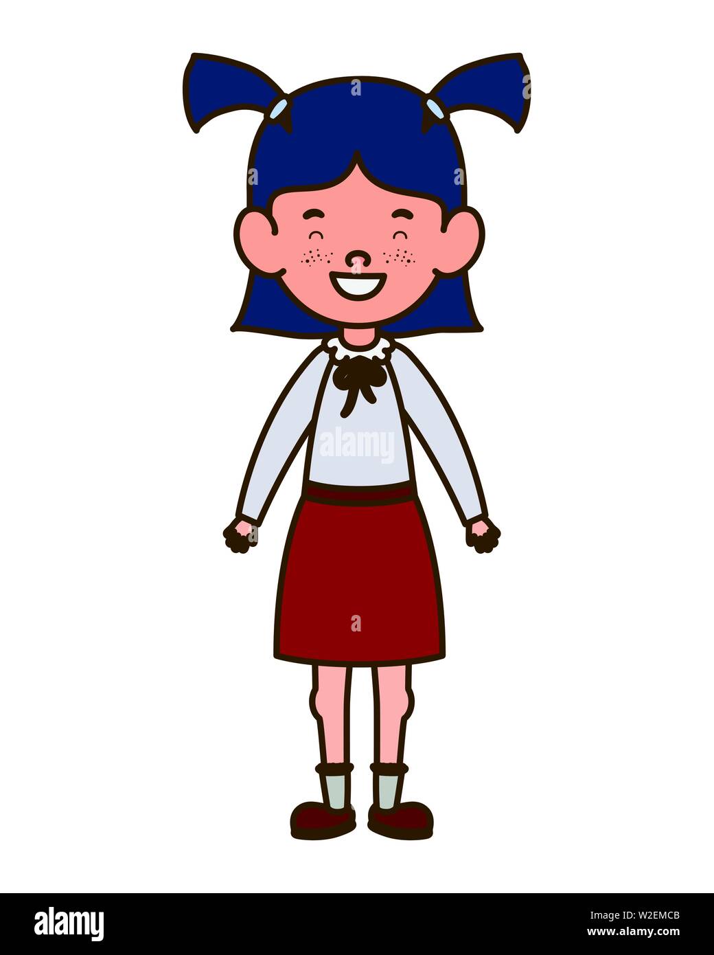 student girl standing smiling on white background Stock Vector Image ...