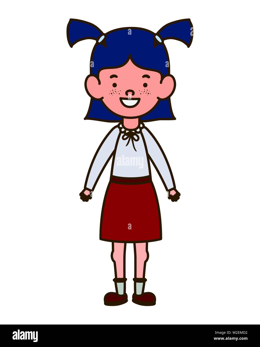 student girl standing smiling on white background Stock Vector Image ...