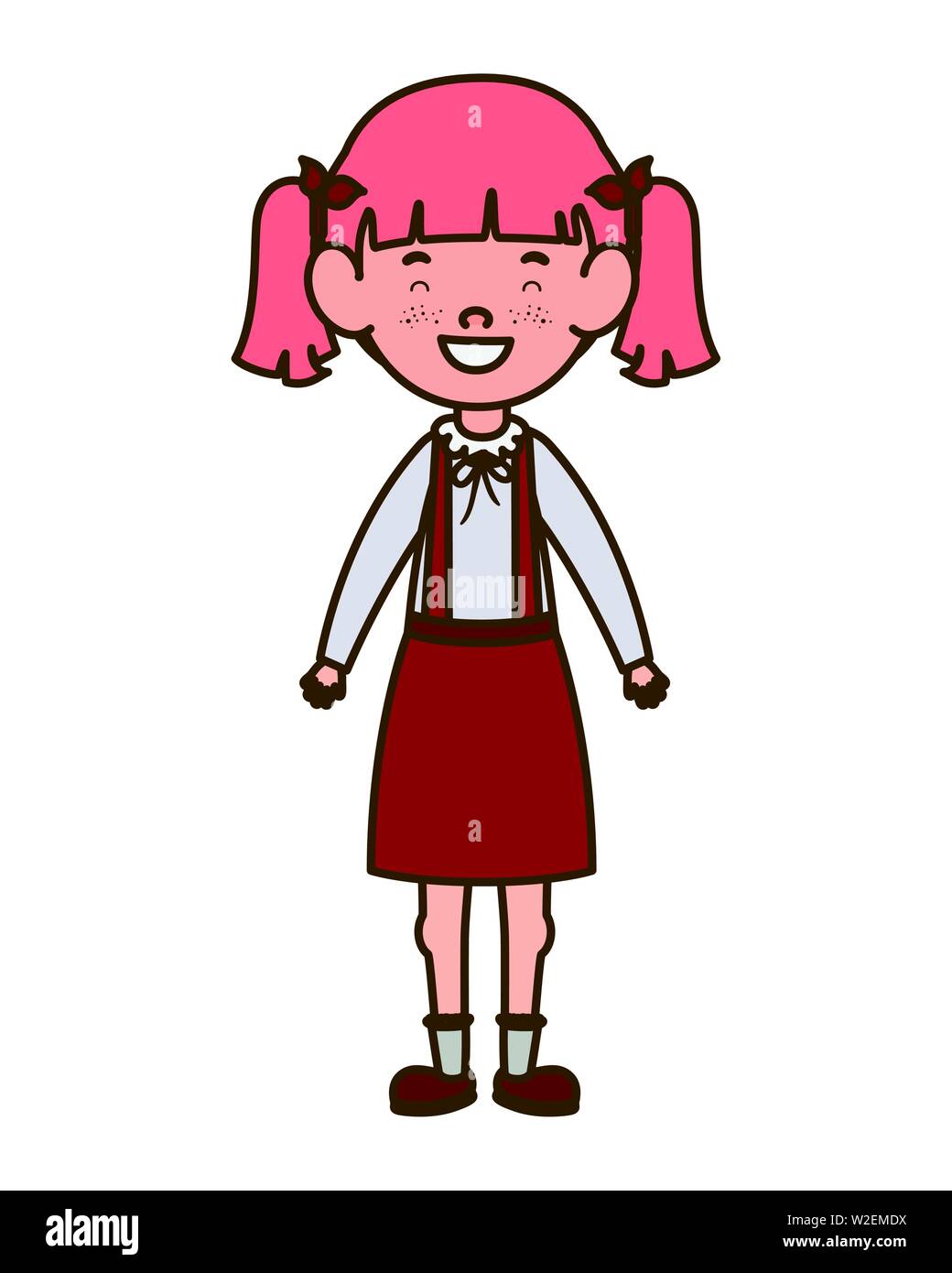 student girl standing smiling on white background Stock Vector Image ...