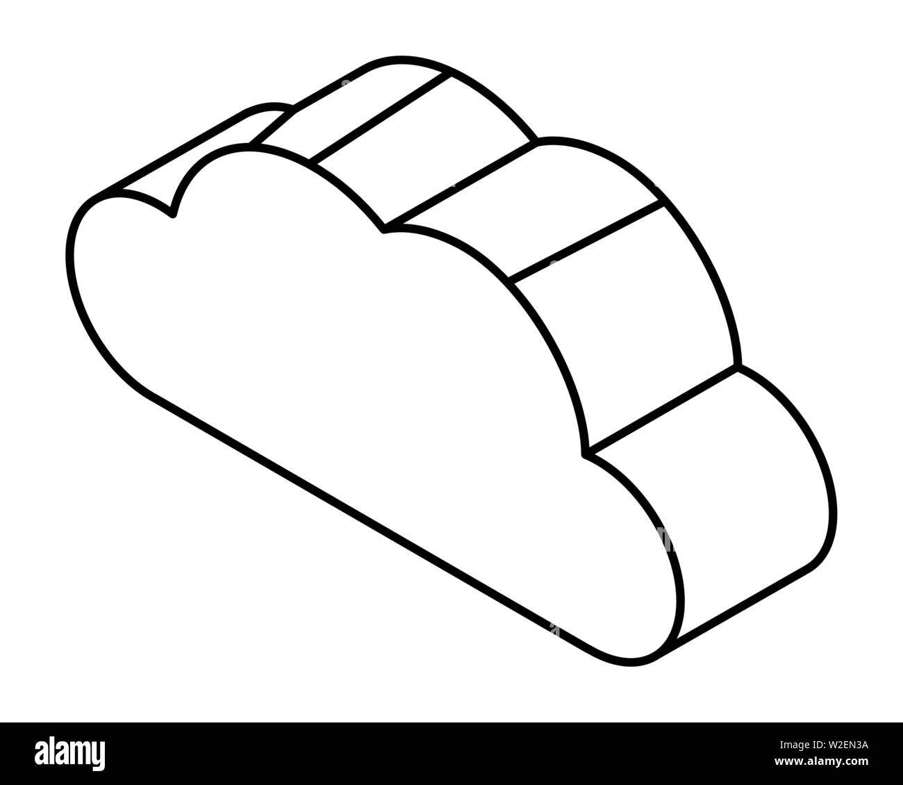 cloud computing technology 3d symbol in black and white Stock Vector