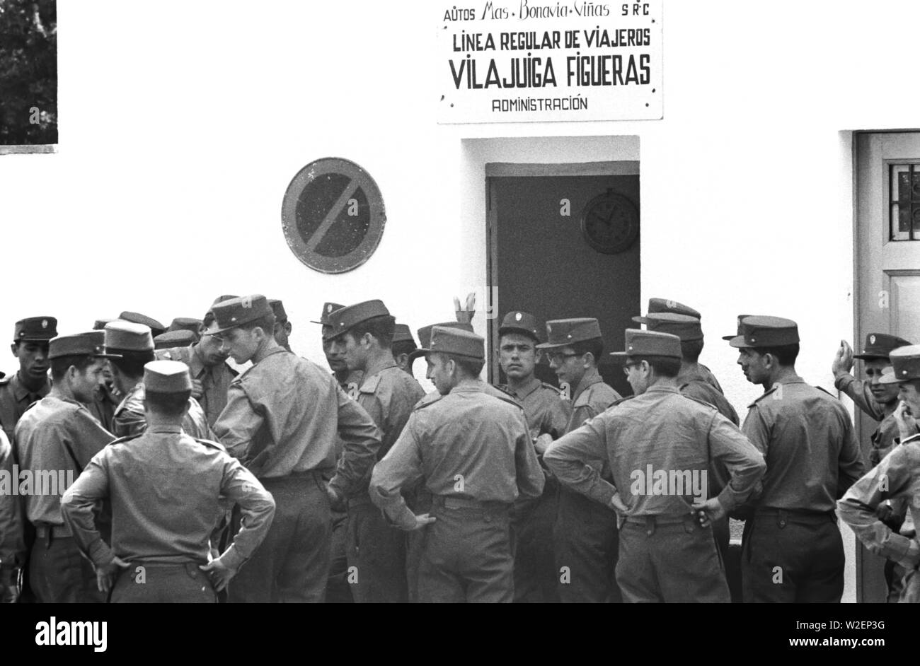 Ejército, servicio militar. Estación de Vilajuïga. Años 70. Stock Photo