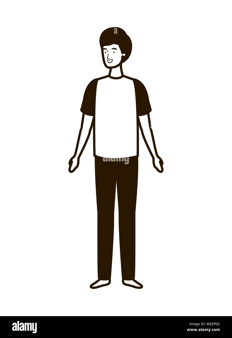 silhouette of young man standing in white background Stock Vector Image ...