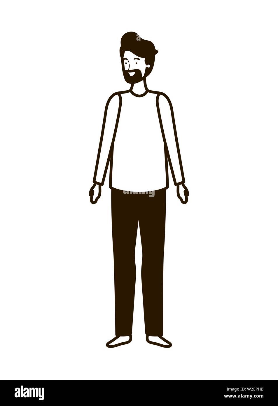 silhouette of young man standing in white background Stock Vector Image ...