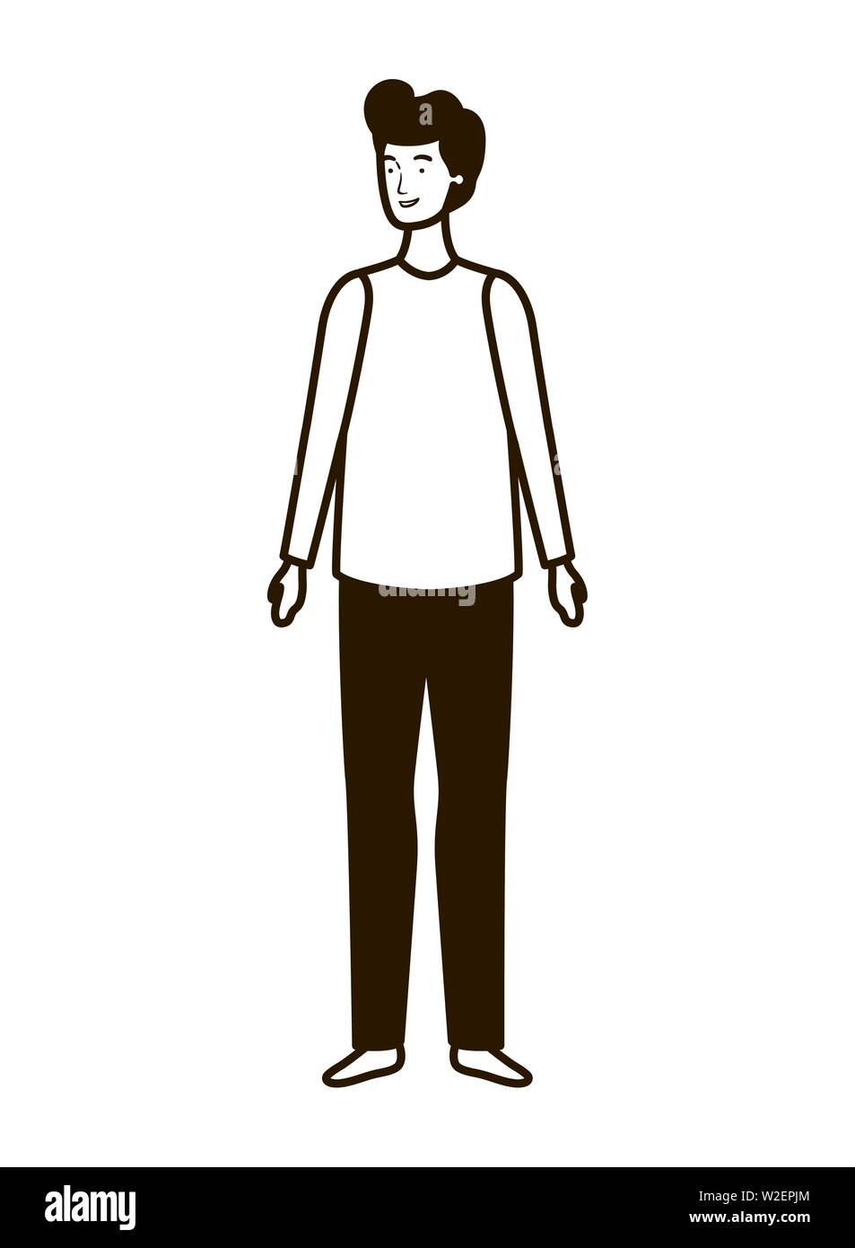silhouette of young man standing in white background Stock Vector Image ...